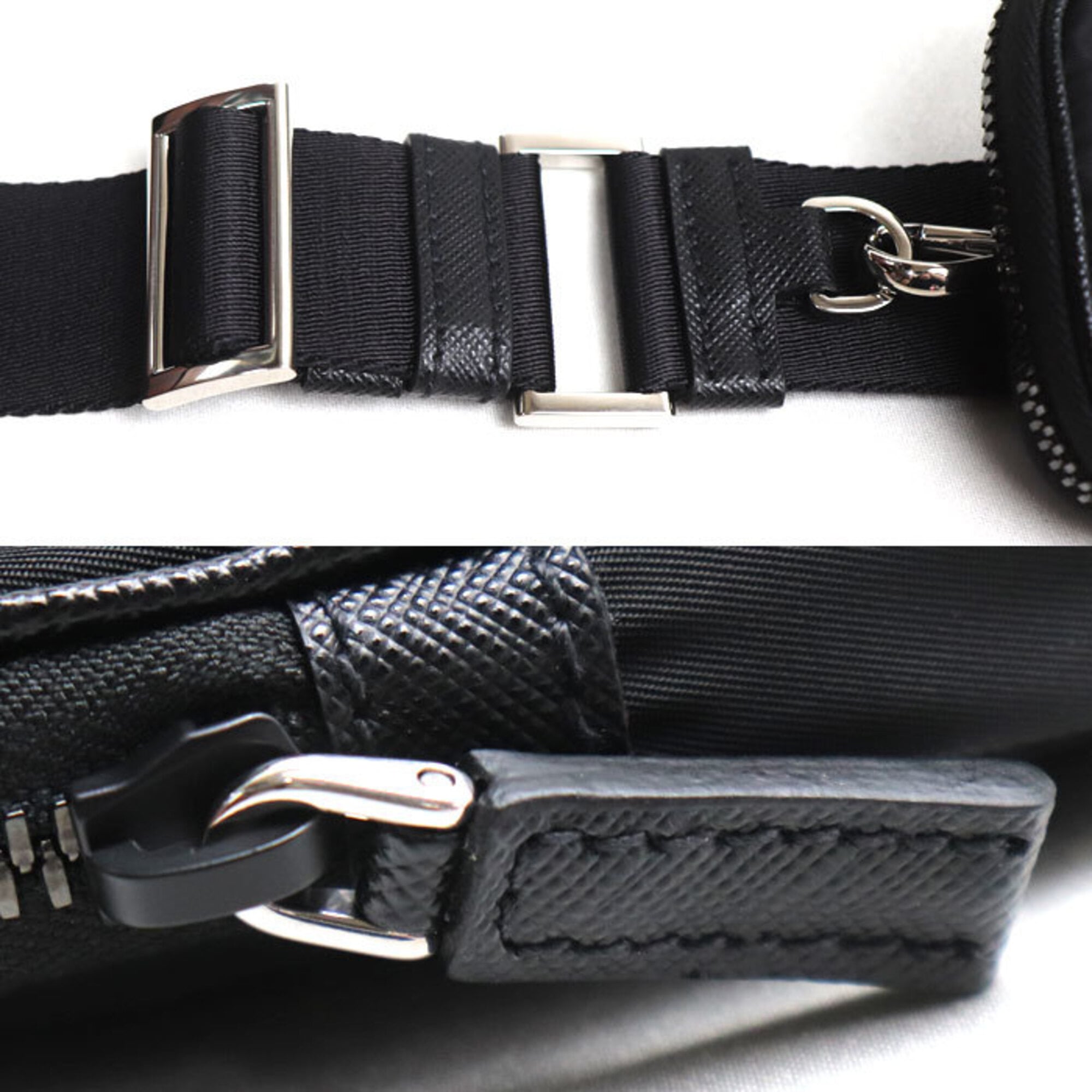 Prada Black Nylon Leather Pouch Shoulder Bag (Pre-Owned)