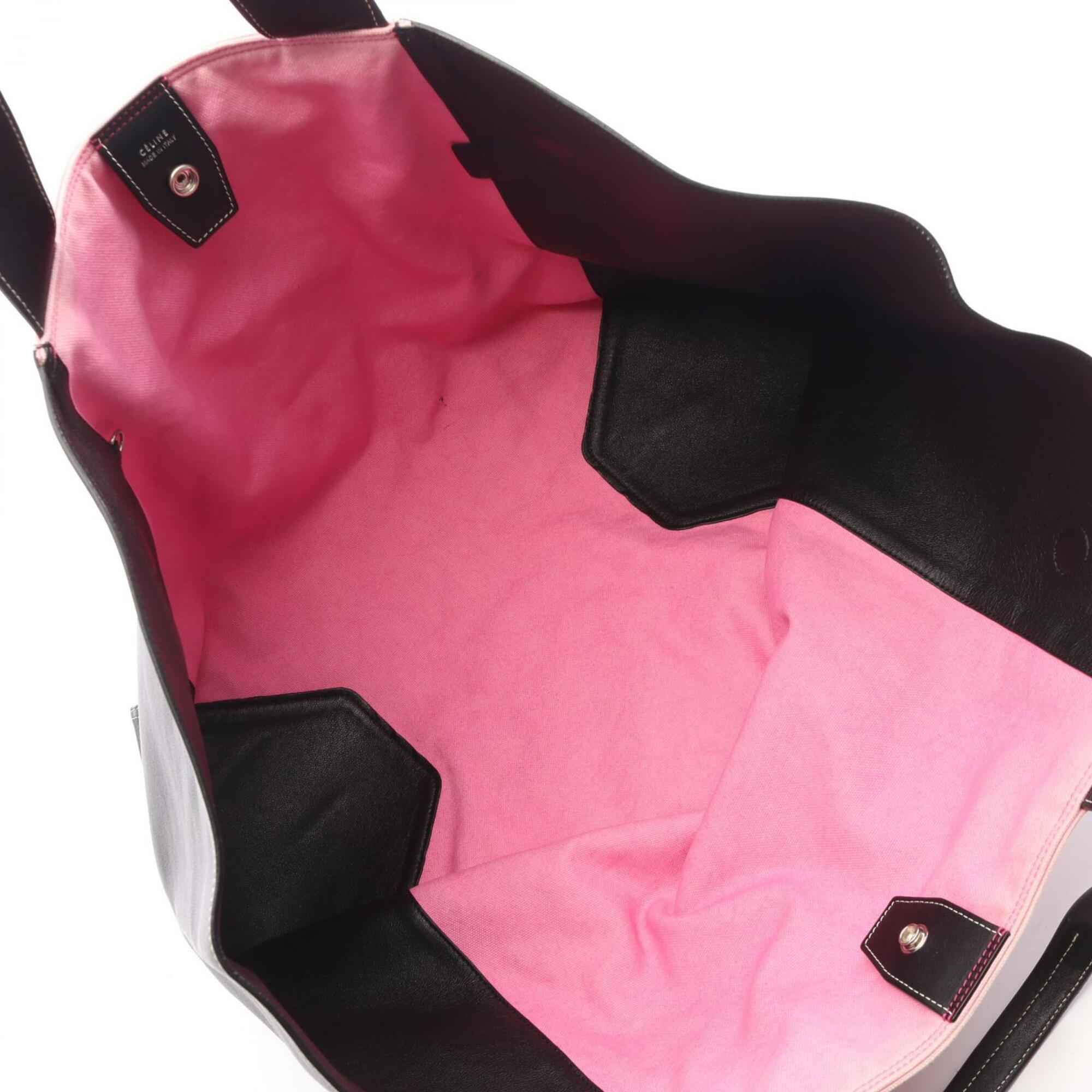 Celine Black Pink White Canvas Leather Handbag Tote Bag (Pre-Owned)