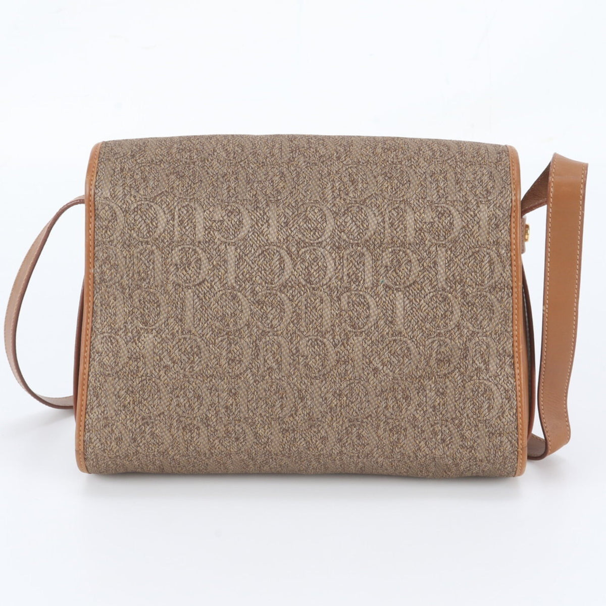 Gucci Brown Leather Canvas Crossbody Bag Shoulder Bag (Pre-Owned)