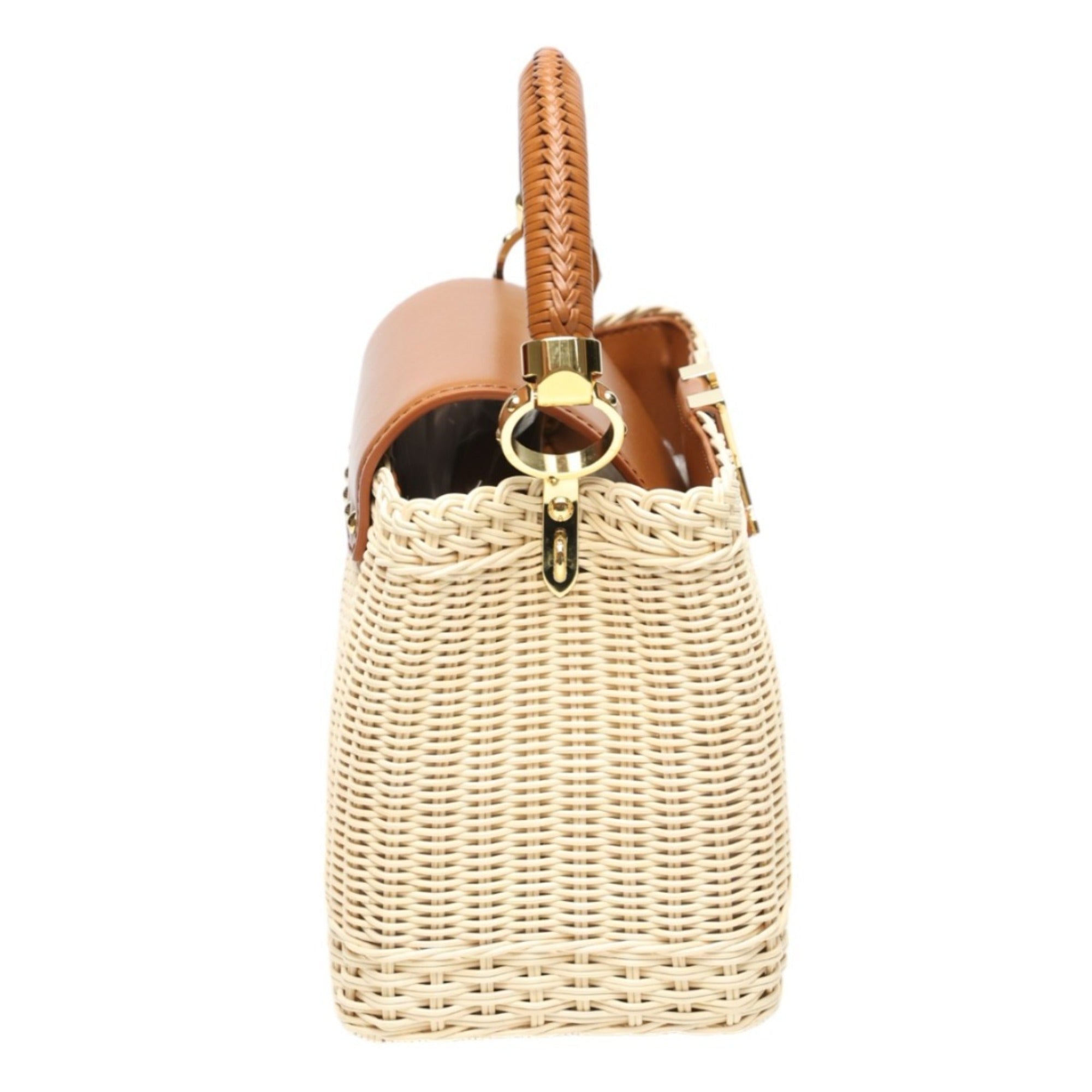 Louis Vuitton Beige Brown Leather Shoulder Bag (Pre-Owned)