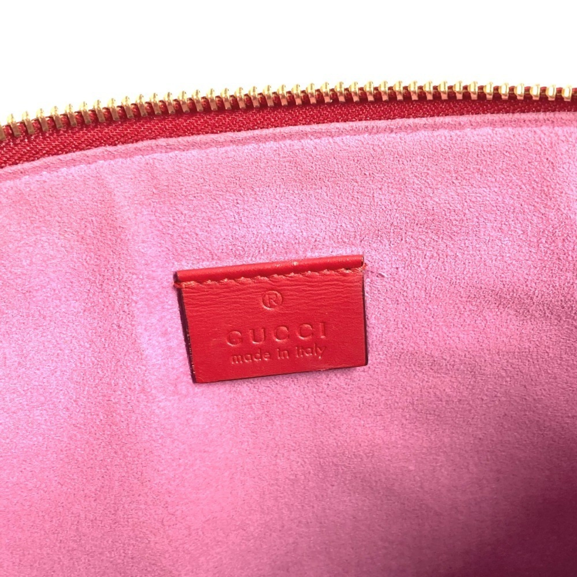 Gucci Beige Red Color Gg Supreme Clutch Bag (Pre-Owned)