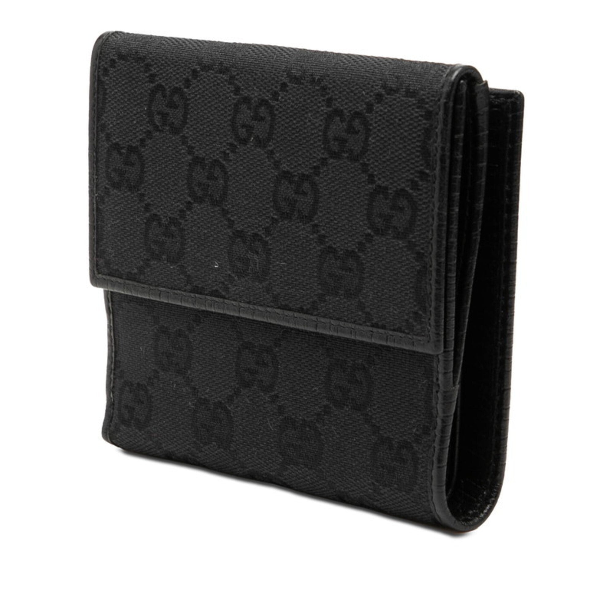 Gucci Bamboo Black Gg Canvas Leather Wallet (Bi-Fold) (Pre-Owned)