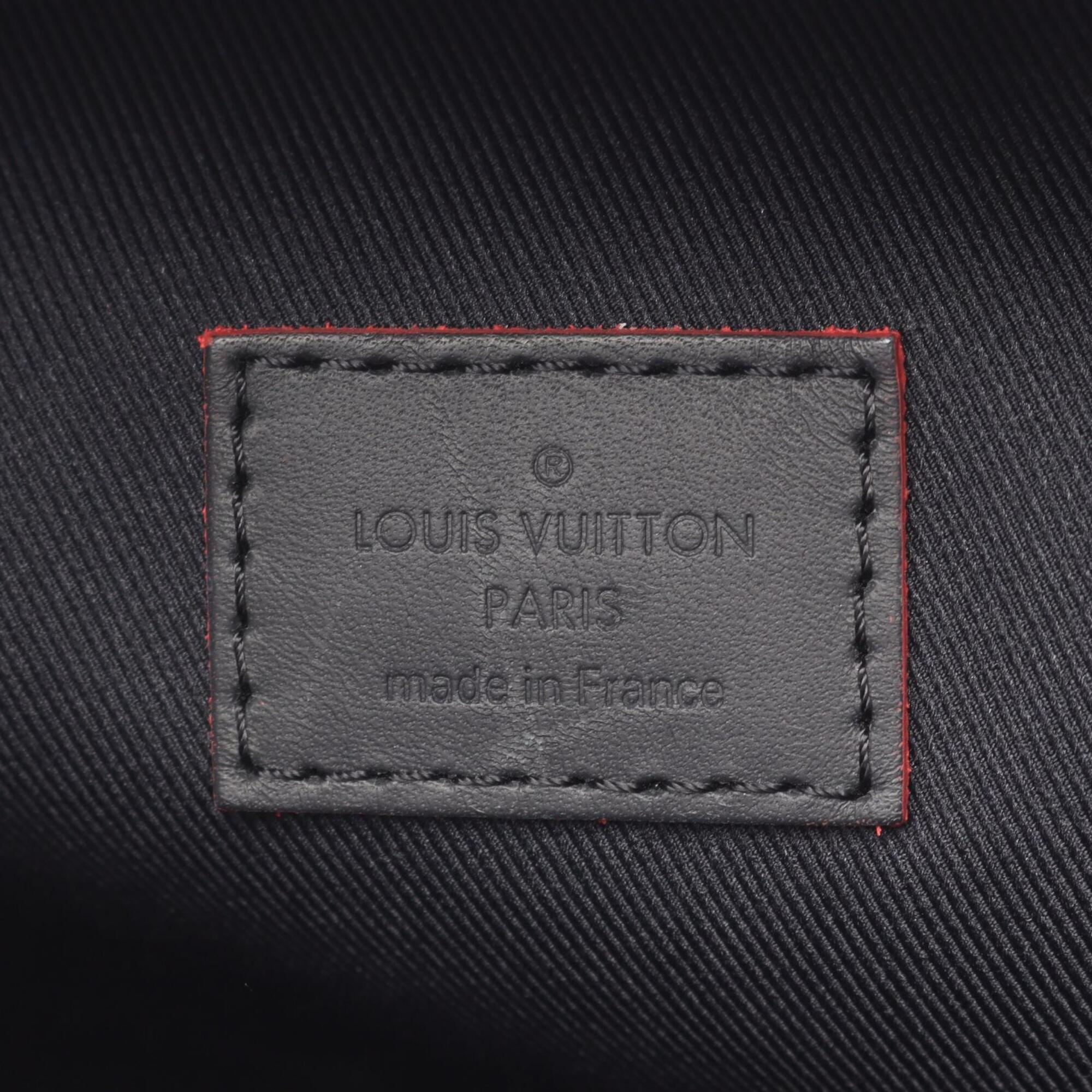 Louis Vuitton Black Red Color White Coated Canvas Leather Backpack (Pre-Owned)