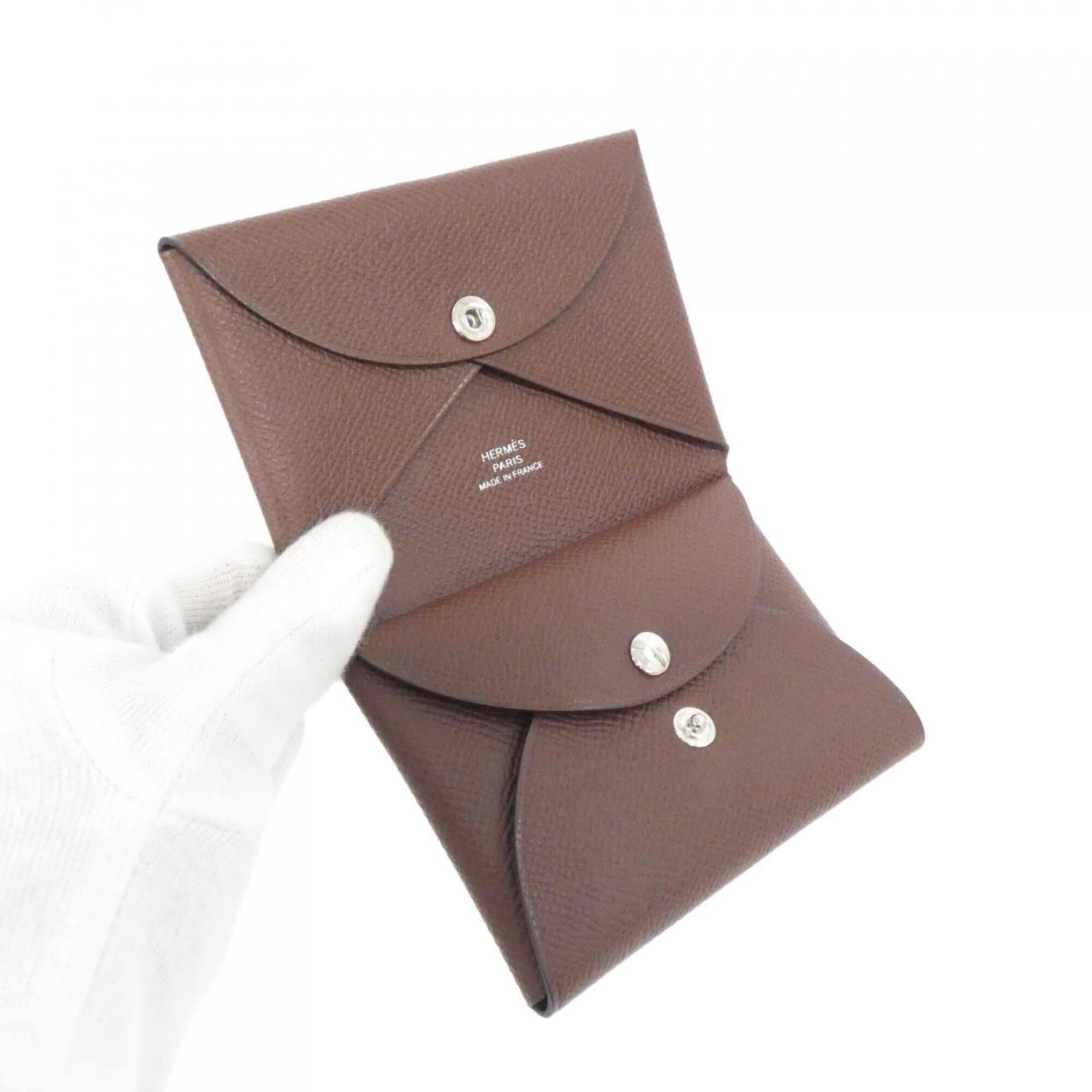 Hermes Brown Epsom Leather Coin Purse/Coin Case (Pre-Owned)