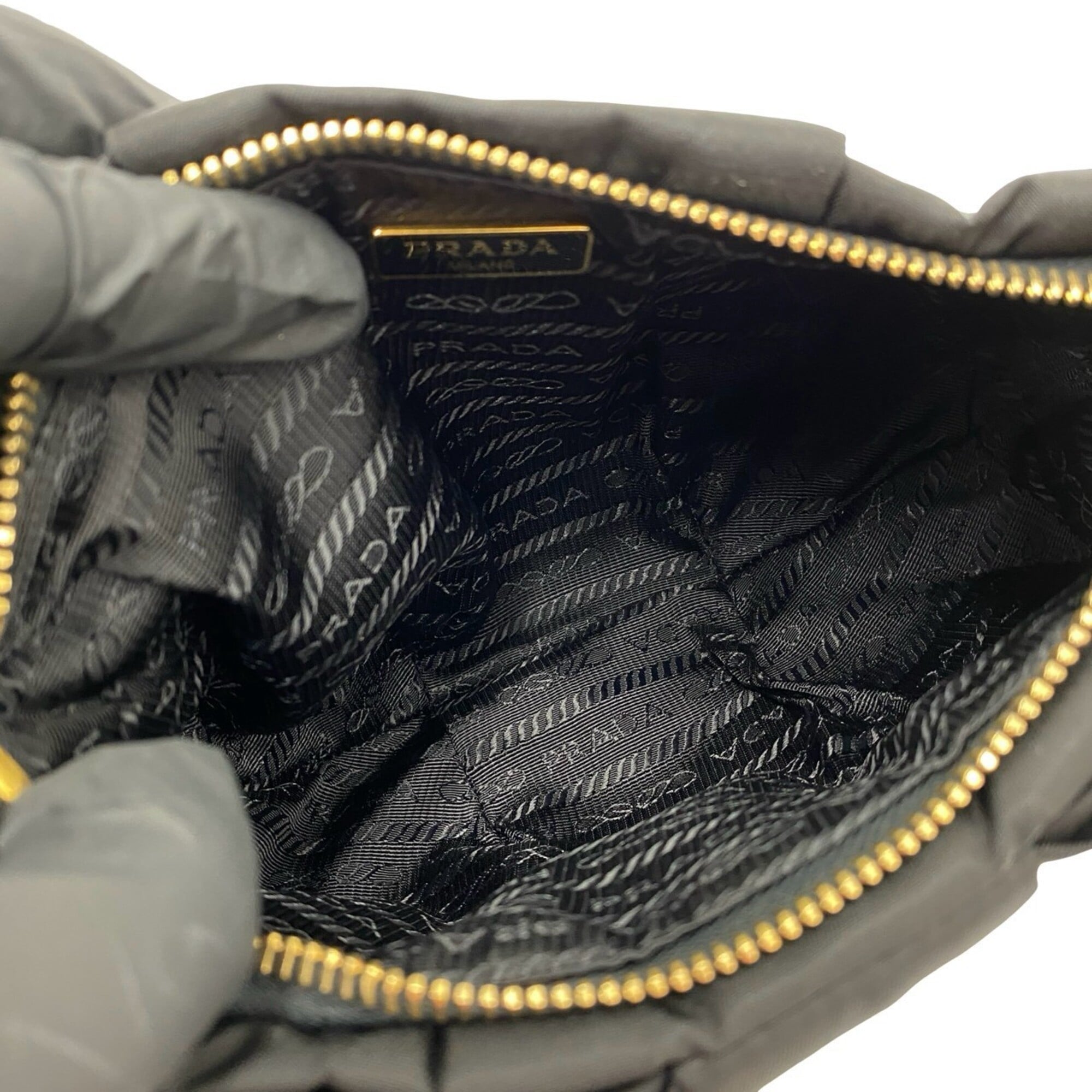 Prada Black Nylon Leather Handbag Shoulder Bag (Pre-Owned)