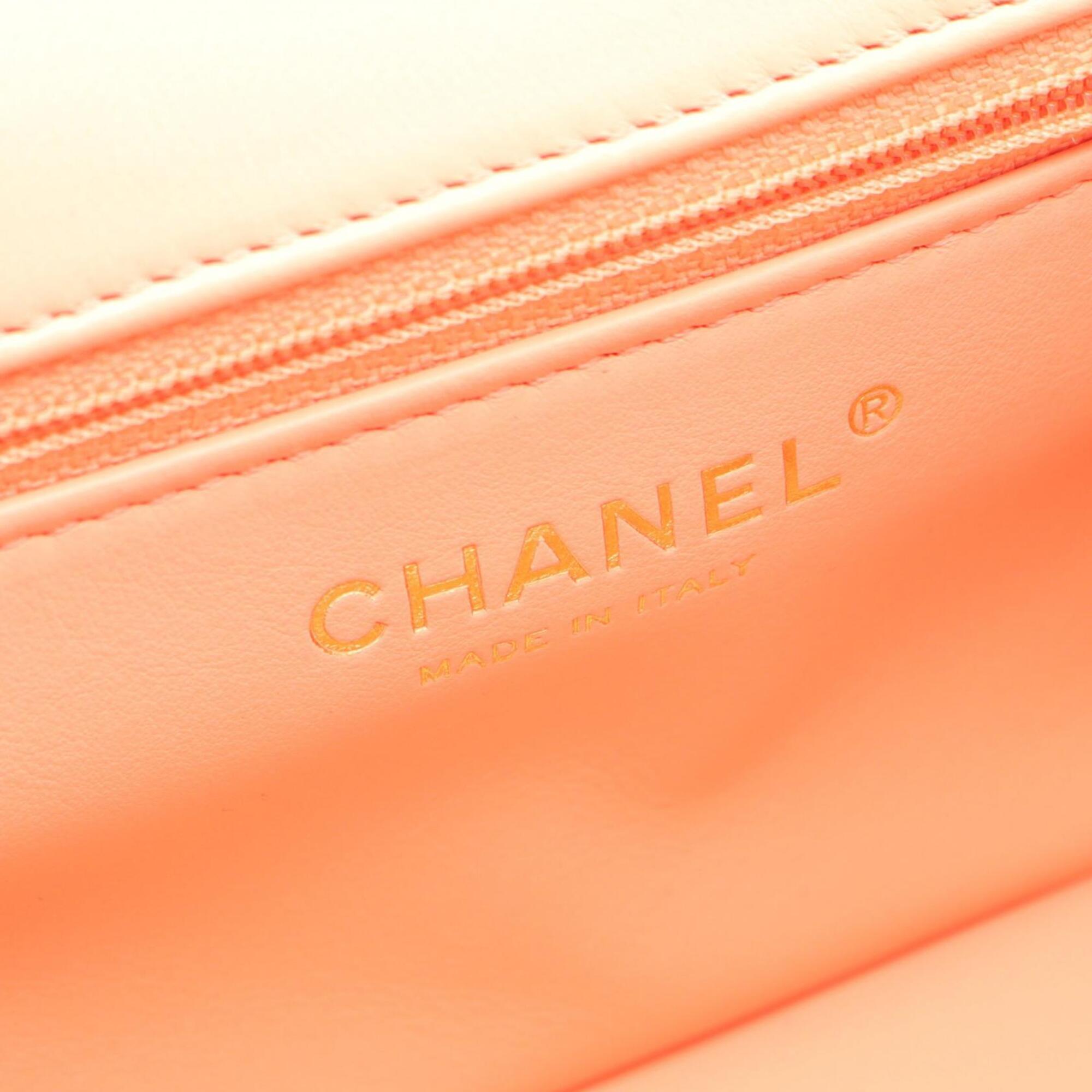 Chanel Orange Leather Handbag Shoulder Bag (Pre-Owned)
