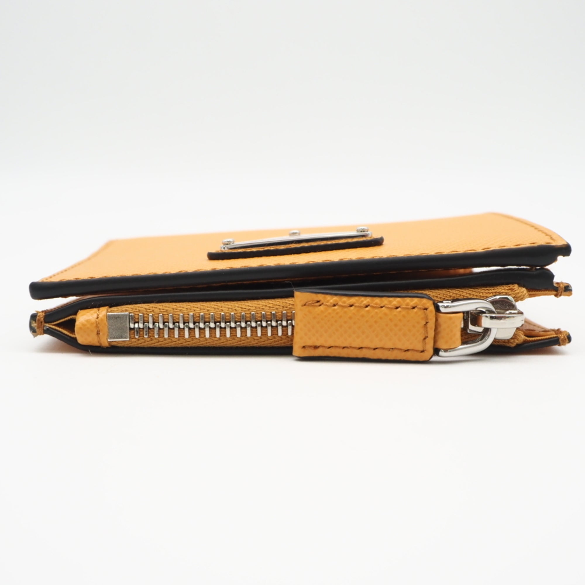 Prada Orange Saffiano Triangle Wallet (Bi-Fold) (Pre-Owned)