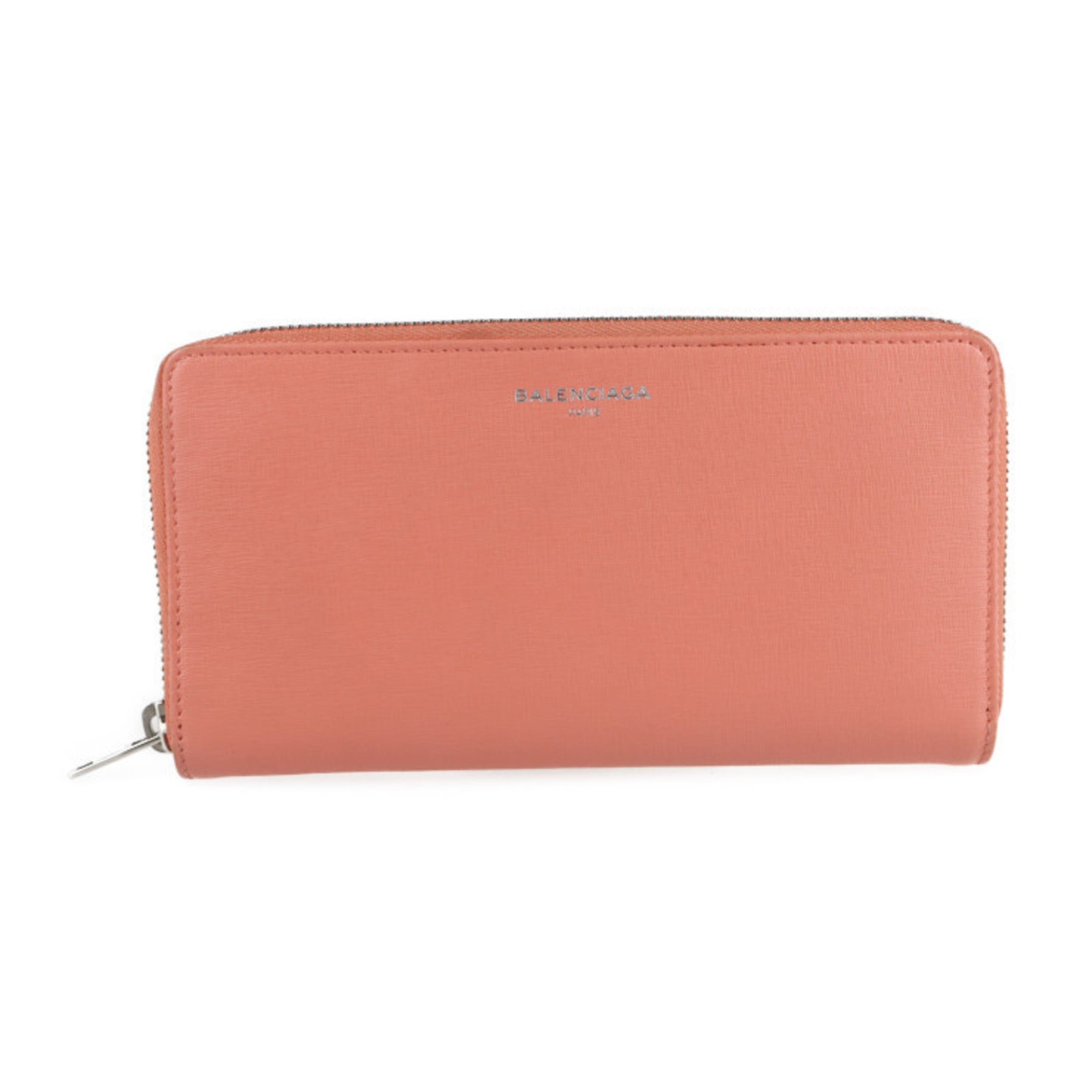 Balenciaga Pink Salmon Pink Leather Long Wallet (Bi-Fold) (Pre-Owned)