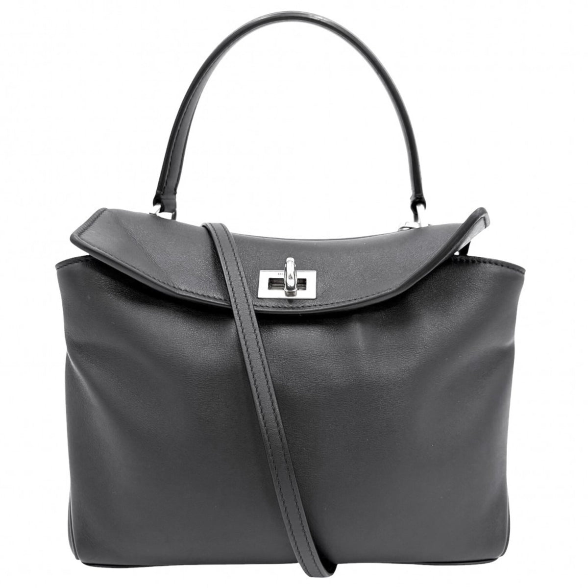 Balenciaga Black Leather Handbag Shoulder Bag (Pre-Owned)