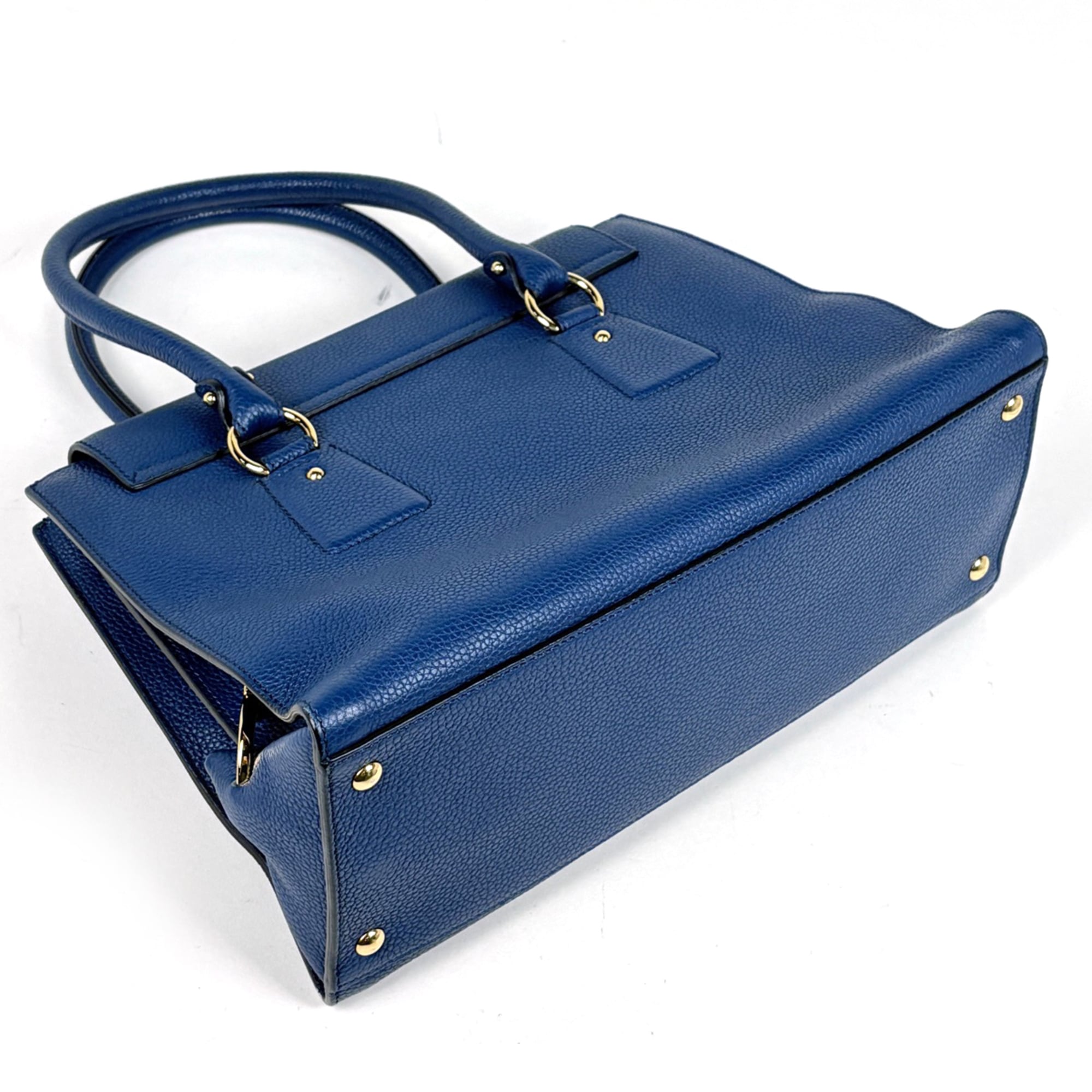 Salvatore Ferragamo Gancini Blue Leather Handbag (Pre-Owned)