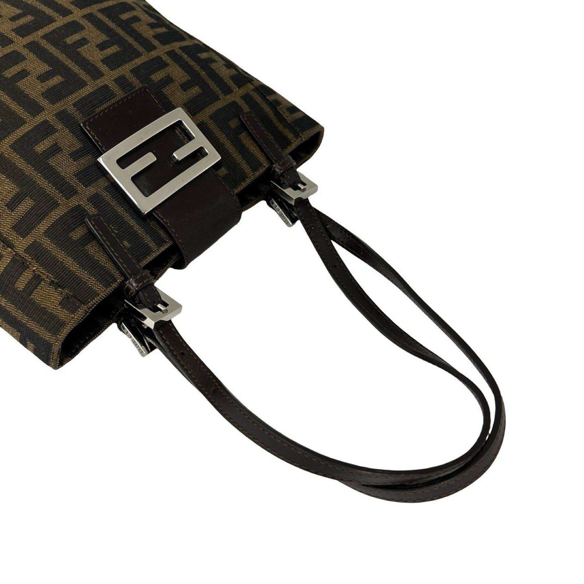 Fendi Brown Canvas Leather Handbag Tote Bag (Pre-Owned)