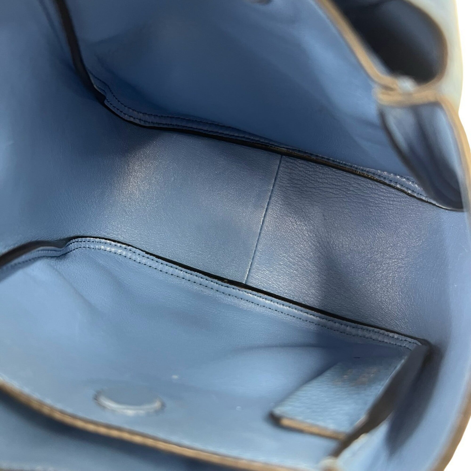 Prada Blue Leather Handbag Tote Bag (Pre-Owned)