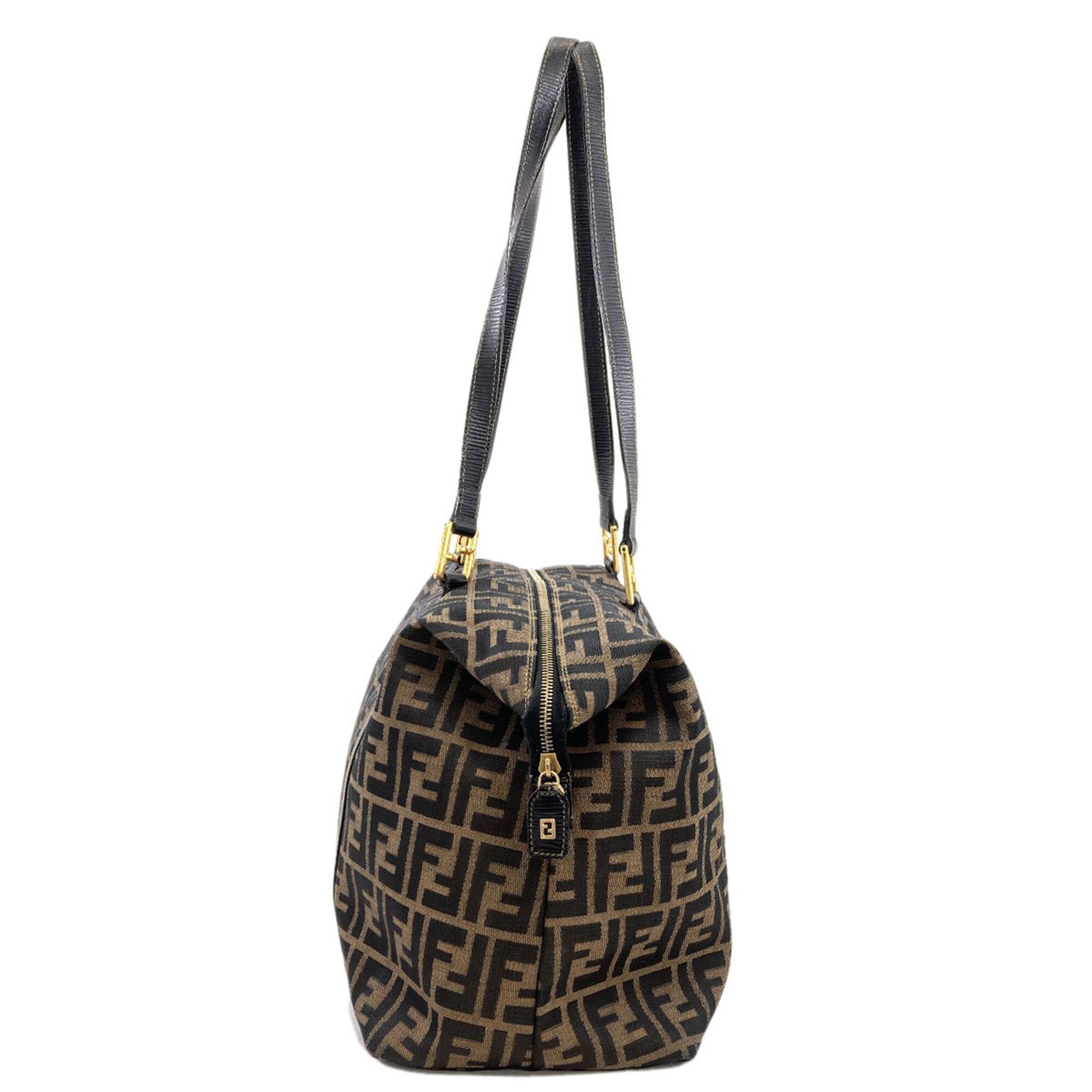 Fendi Black Brown Canvas Tote Bag (Pre-Owned)