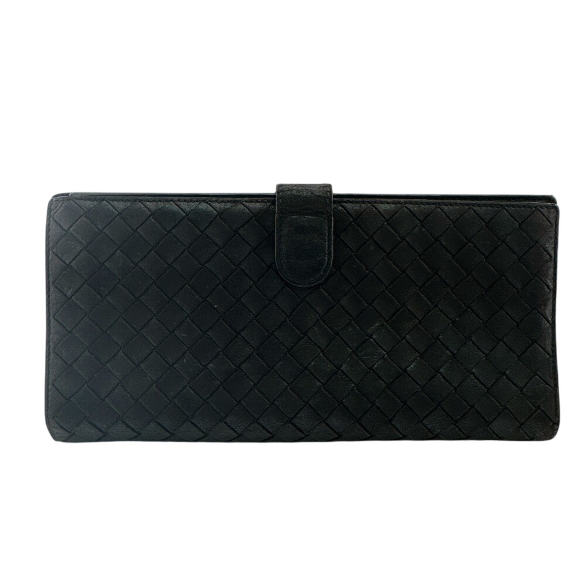 Bottega Veneta Black Intrecciato Long Wallet (Bi-Fold) (Pre-Owned)