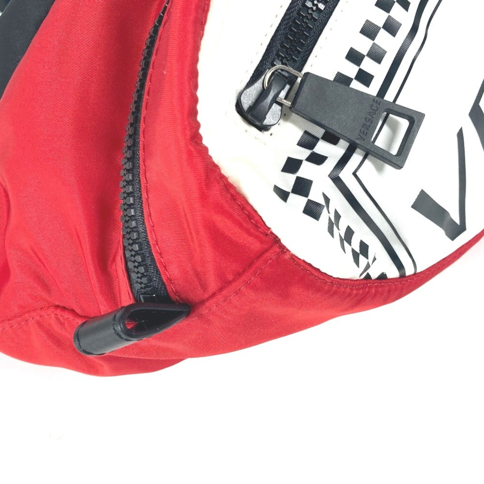 Versace Red Color White Nylon Shoulder Bag Sling Bag (Pre-Owned)
