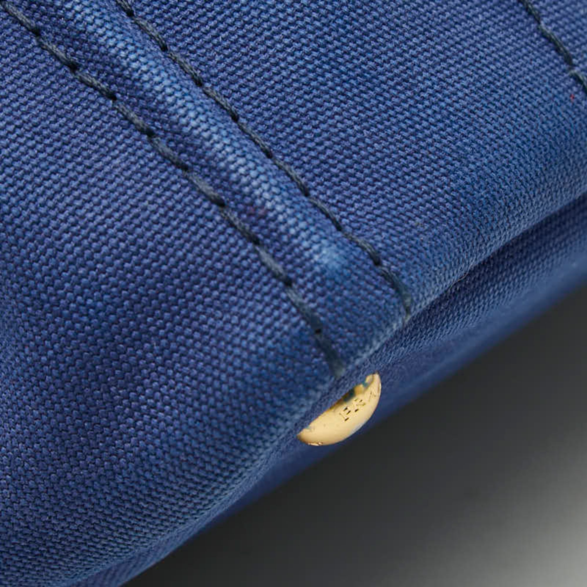Prada Canapa Blue Canvas Handbag Shoulder Bag (Pre-Owned)