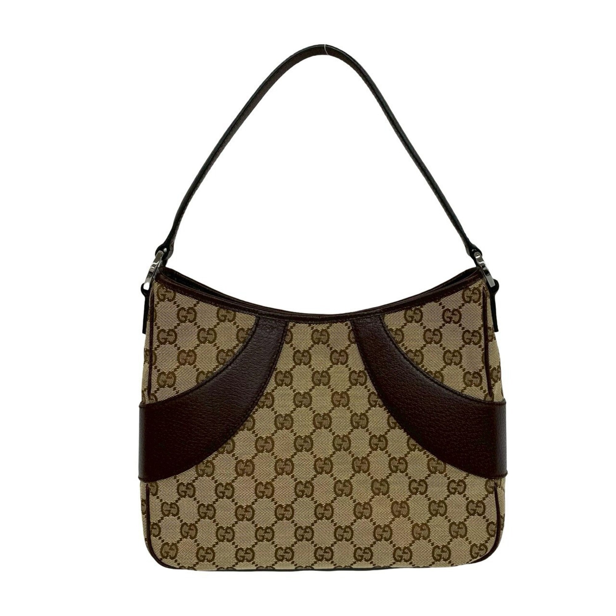 Gucci Brown Canvas Leather Handbag Shoulder Bag Tote Bag (Pre-Owned)