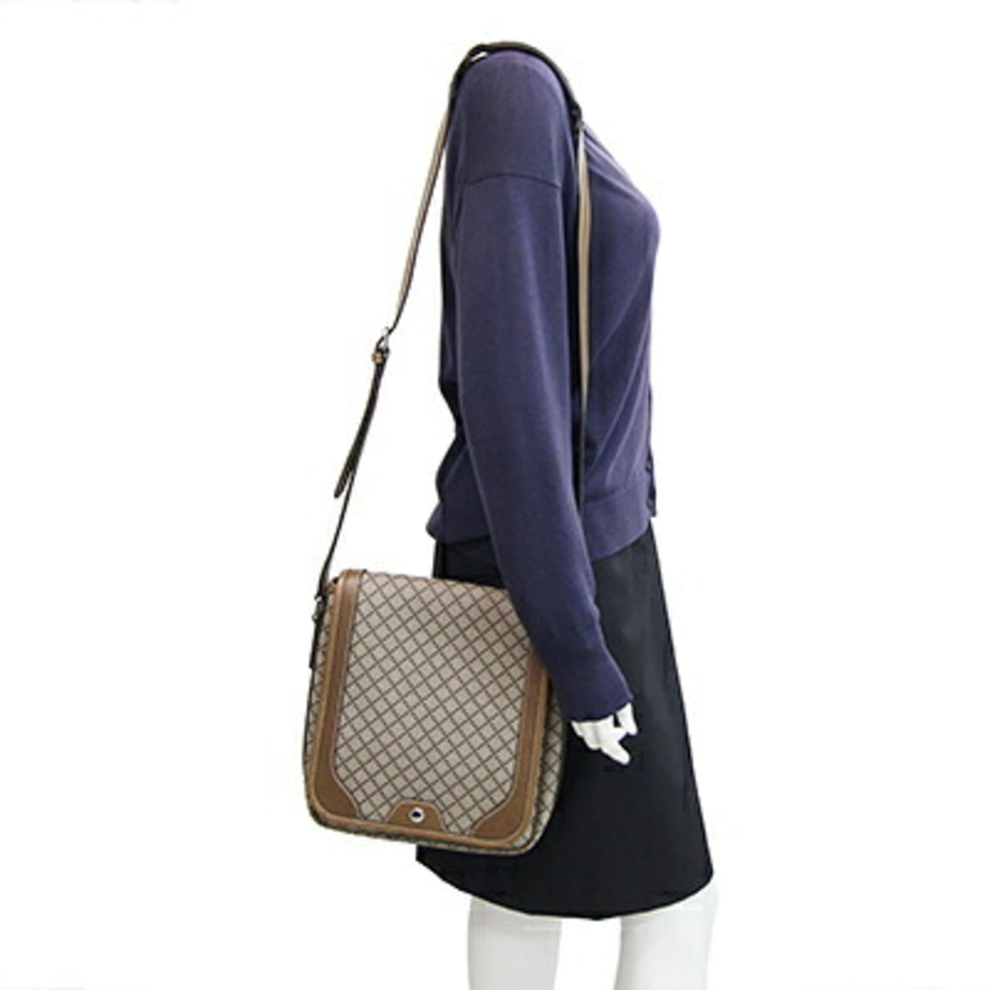 Gucci Beige Beige Brown Brown Pvc Leather Shoulder Bag (Pre-Owned)