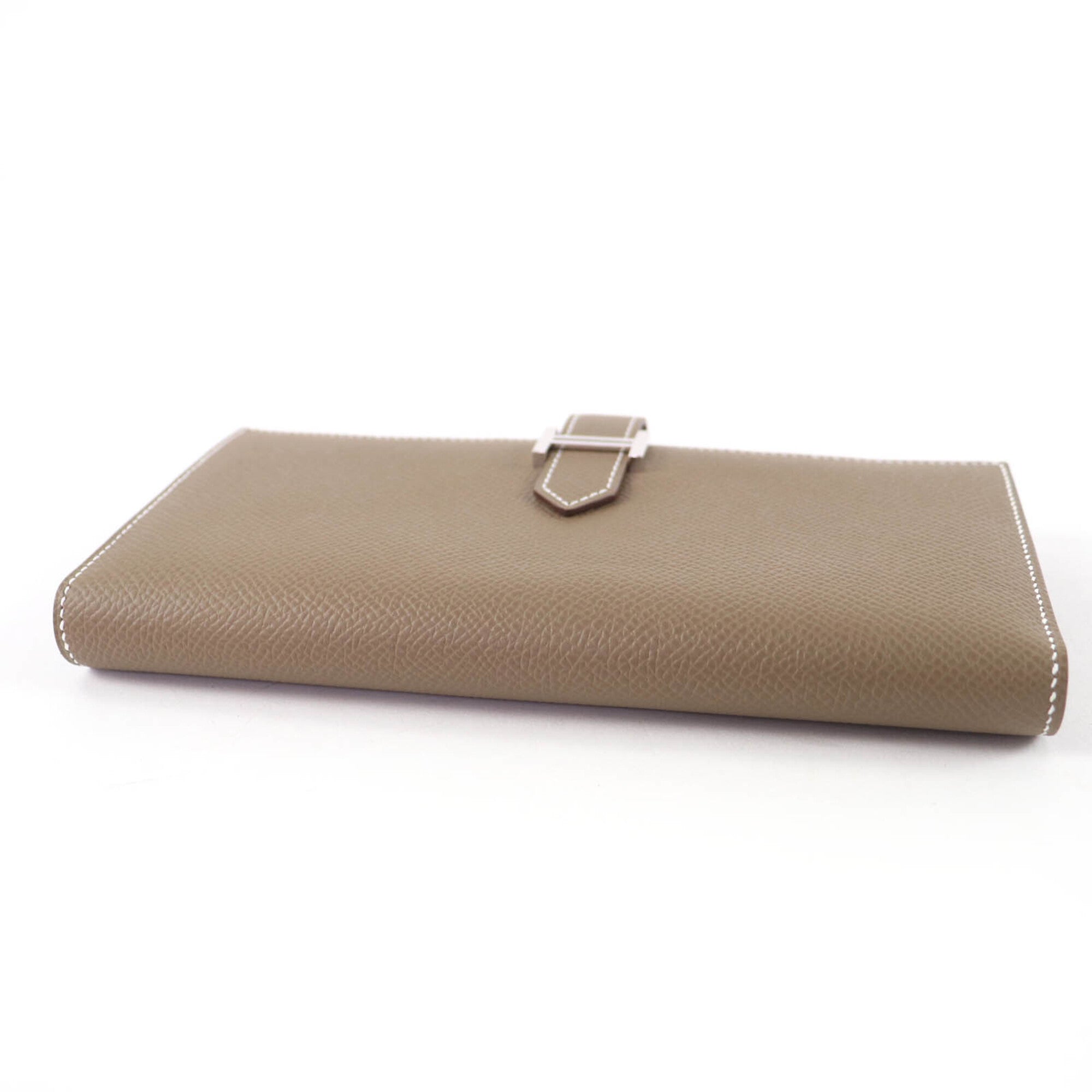 Hermes Etoupe Gray Leather Long Wallet (Bi-Fold) (Pre-Owned)