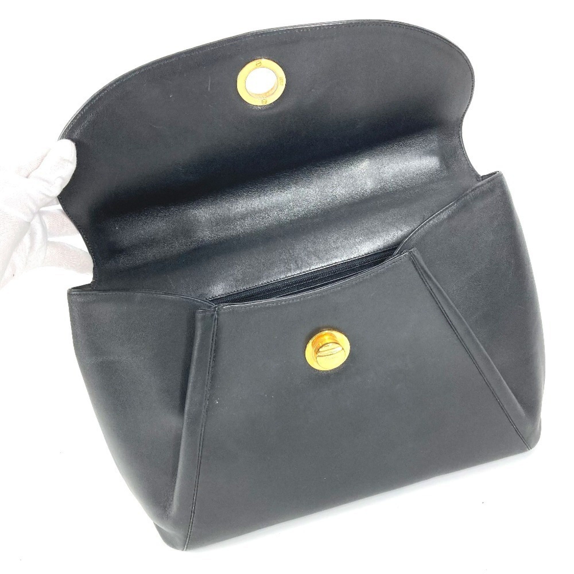 Cartier Panthère Black Leather Handbag Tote Bag (Pre-Owned)
