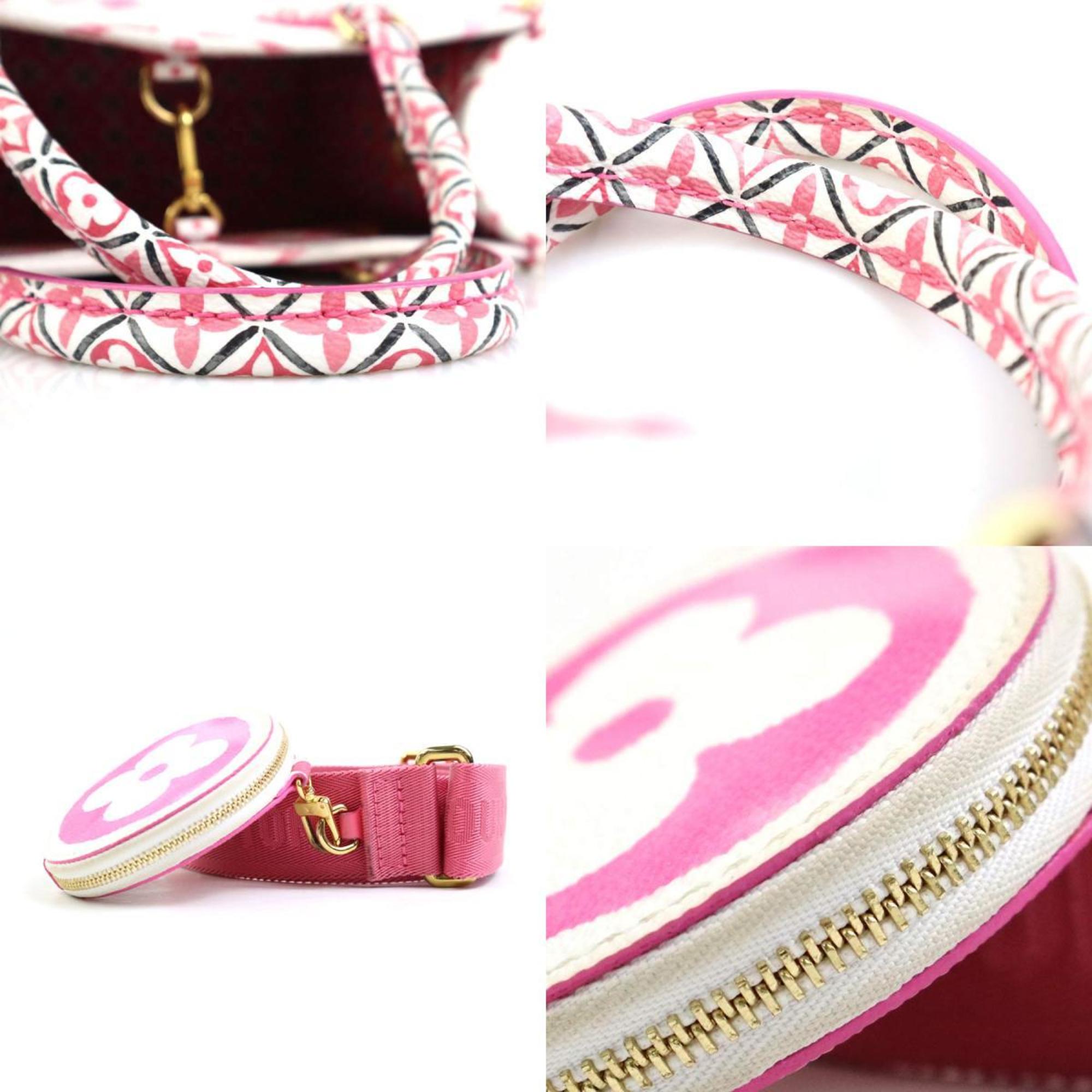 Louis Vuitton Pink White Leather Handbag Shoulder Bag (Pre-Owned)