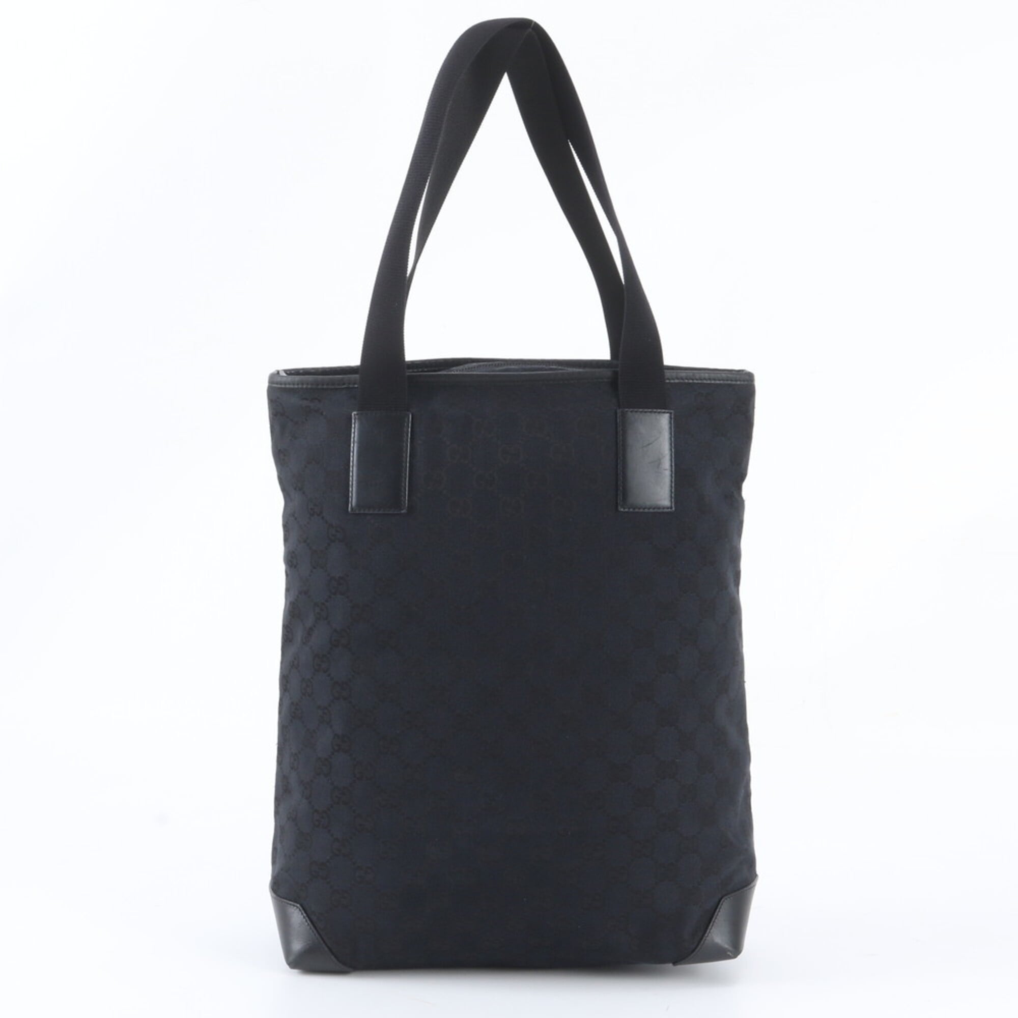 Gucci Gg Canvas Black Gg Canvas Leather Handbag Shoulder Bag Tote Bag (Pre-Owned)