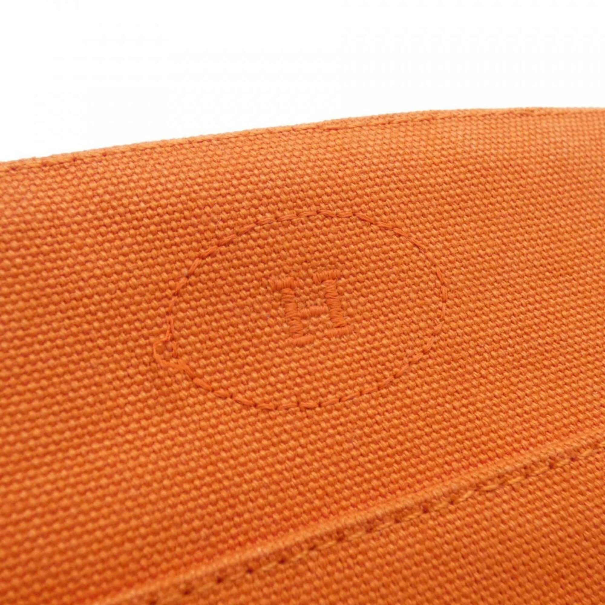 Hermes Feu Orange Canvas Handbag Pouch (Pre-Owned)
