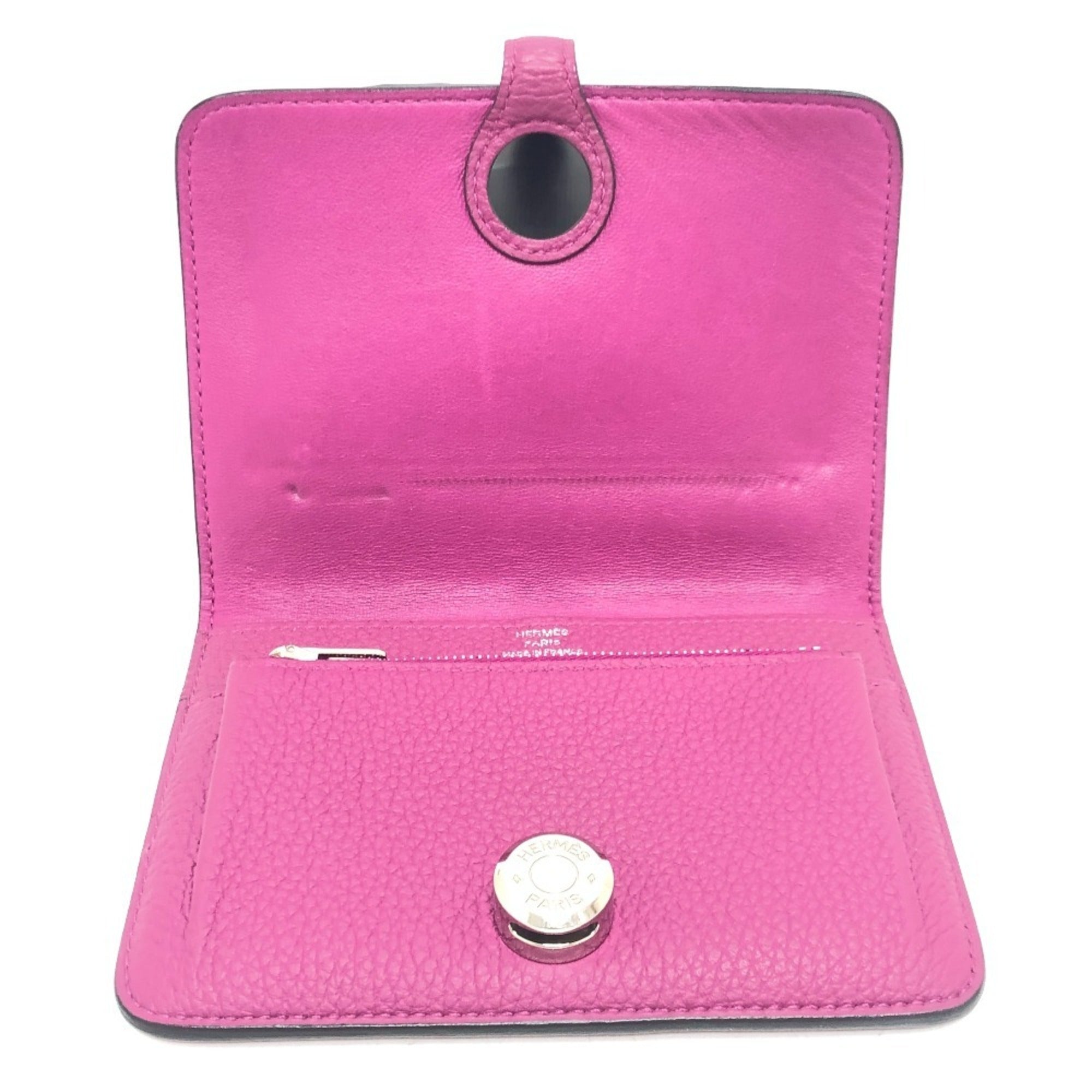 Hermes Rose Purple Taurillon Clemence Leather Card Wallet (Pre-Owned)