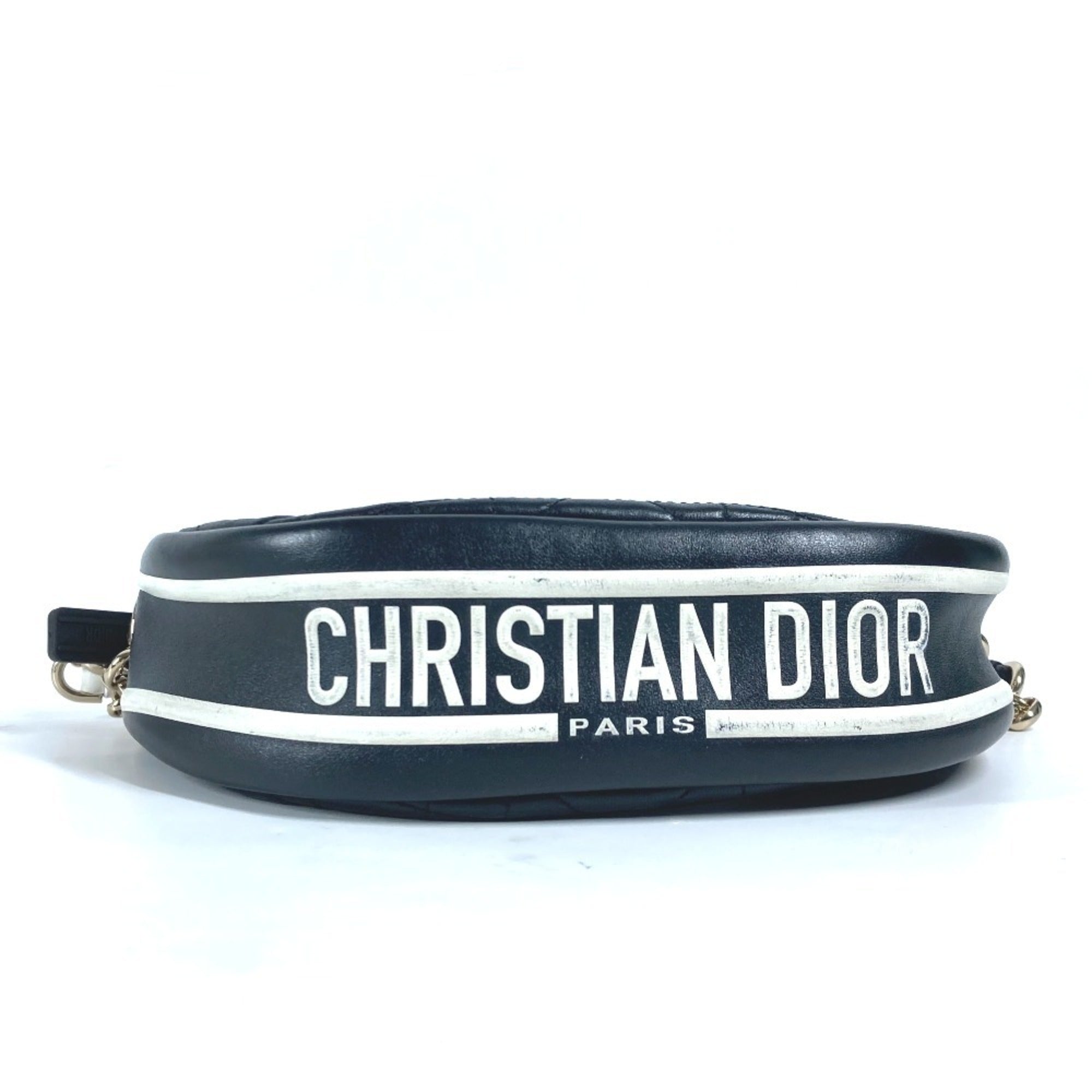 Christian Dior Black White Leather Handbag Shoulder Bag (Pre-Owned)