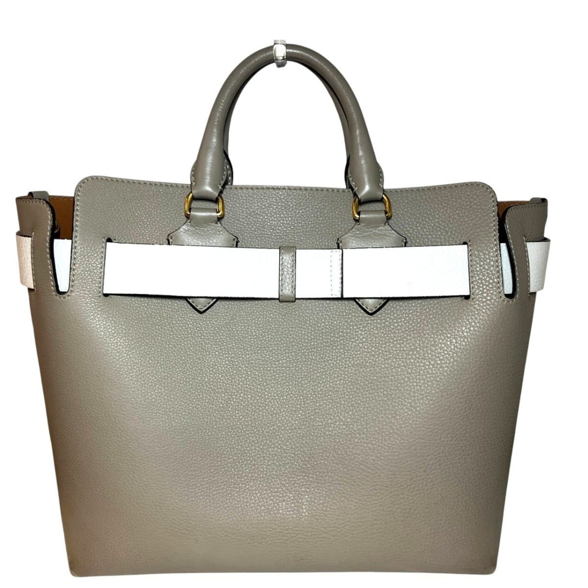 Burberry Grayish Leather Tote Bag (Pre-Owned)