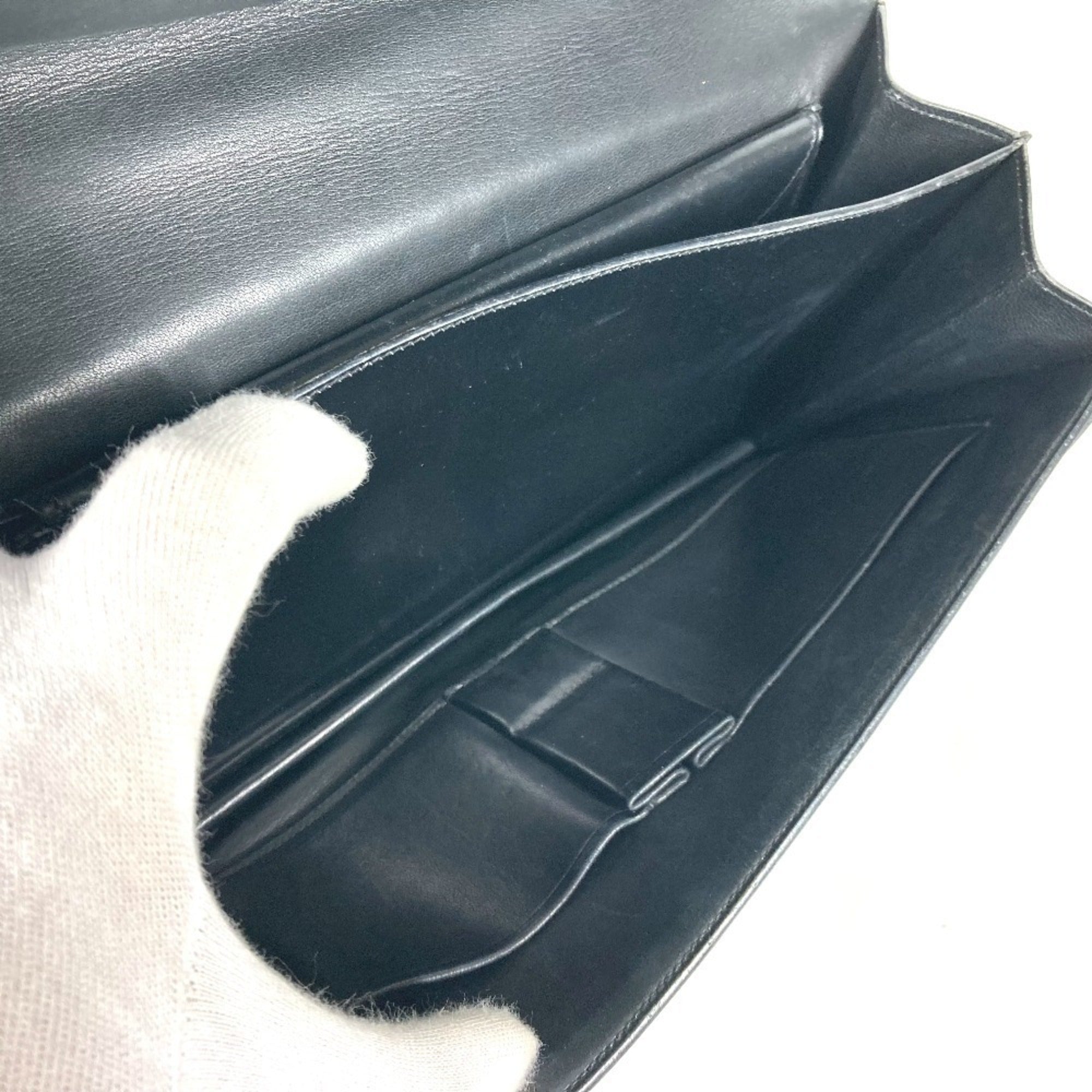 Hermes Black Box Calf Leather Handbag Shoulder Bag (Pre-Owned)