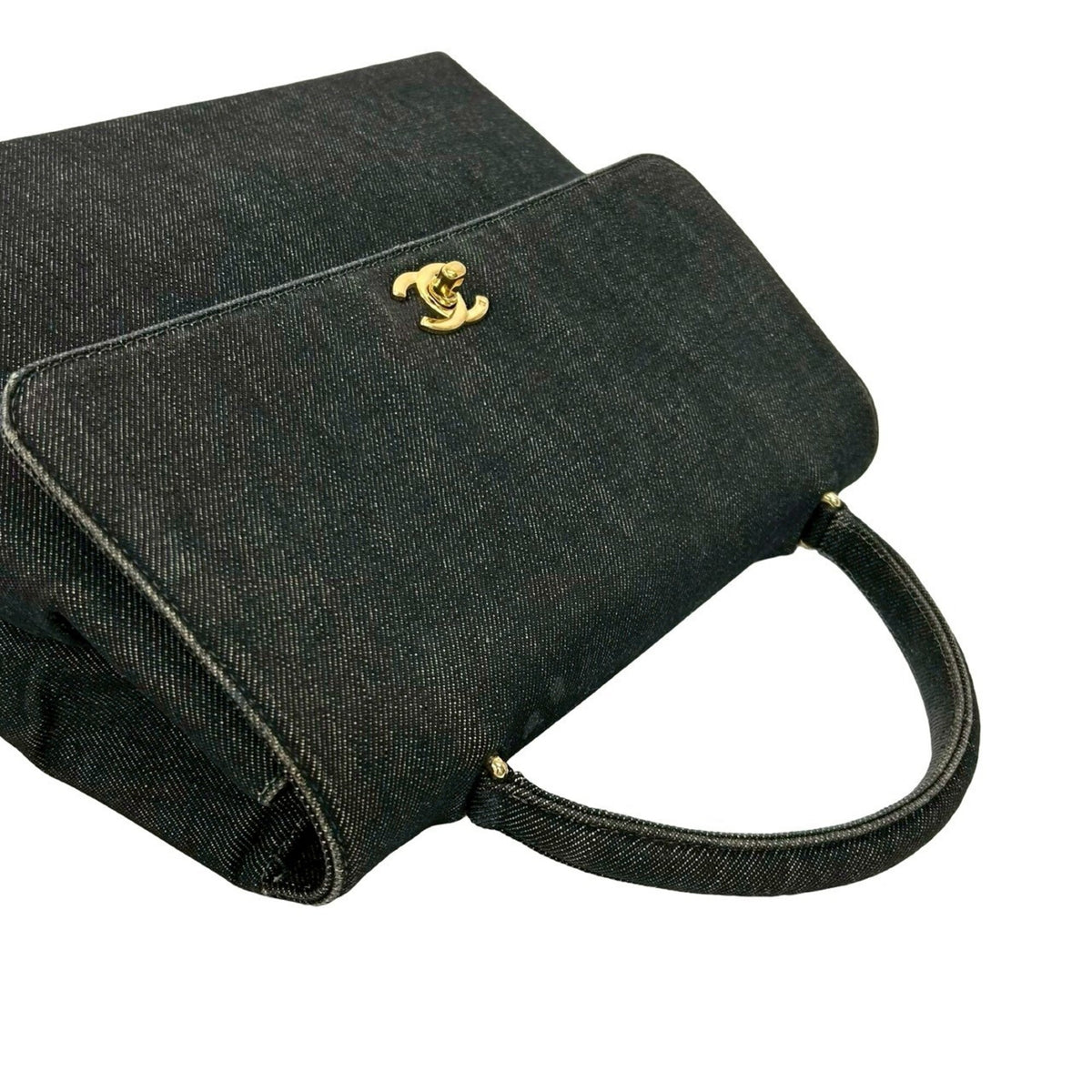 Chanel Black Cotton Leather Handbag Tote Bag (Pre-Owned)