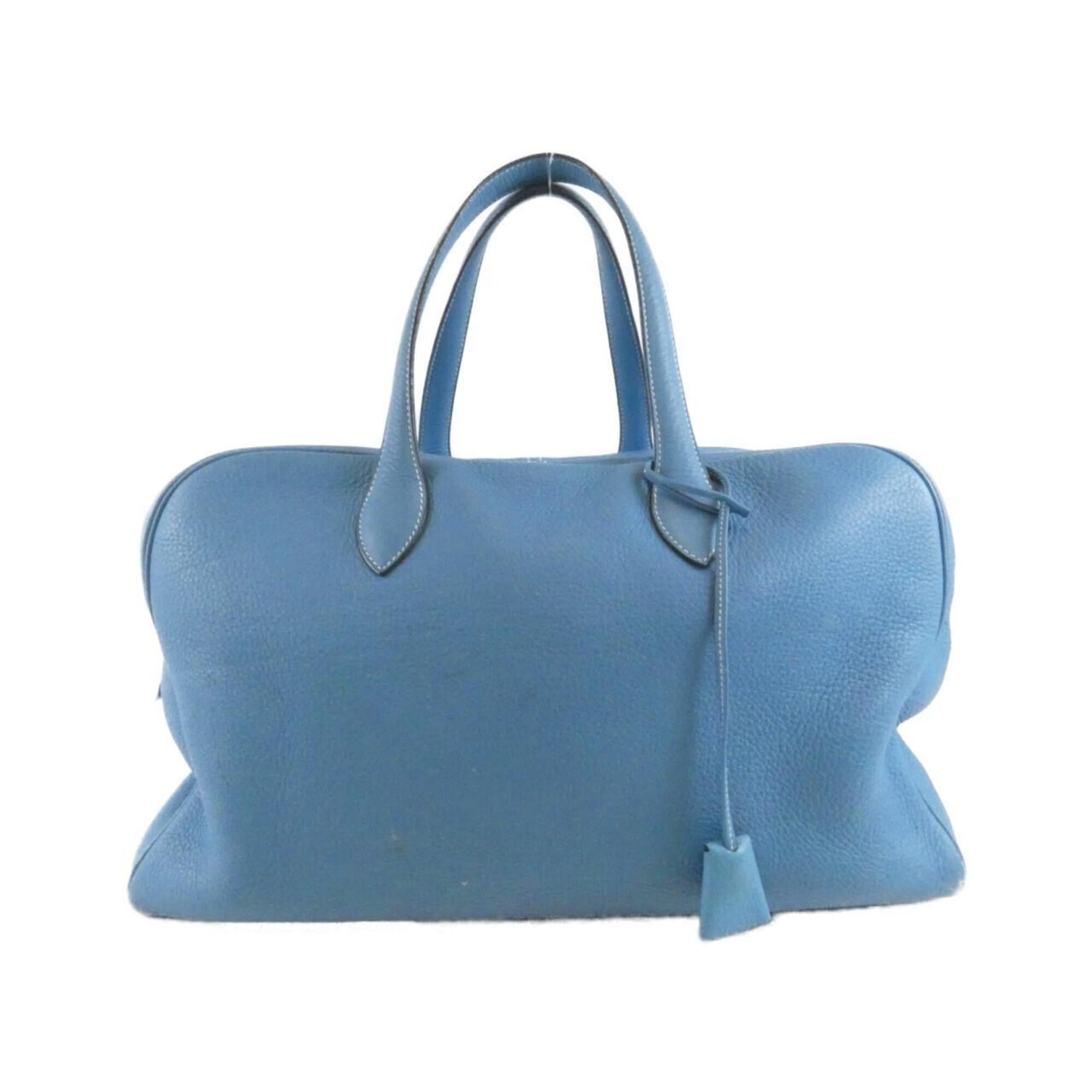 Hermes Blue Jean Taurillon Clemence Leather Boston Bag (Pre-Owned)