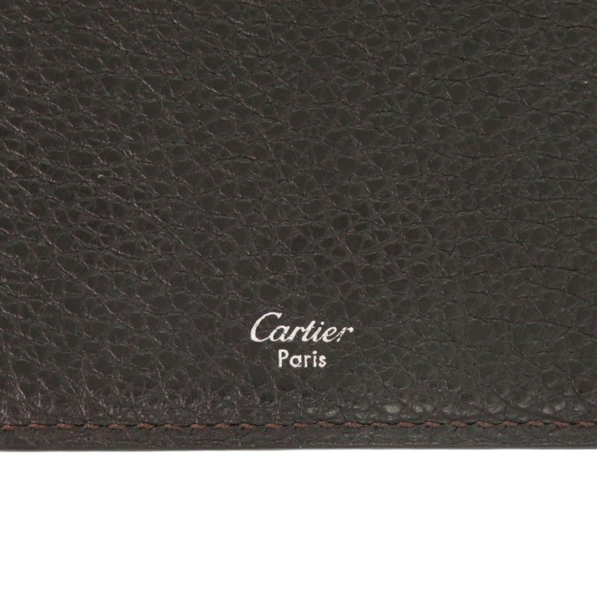 Cartier Dark Brown Leather Long Wallet (Bi-Fold) (Pre-Owned)