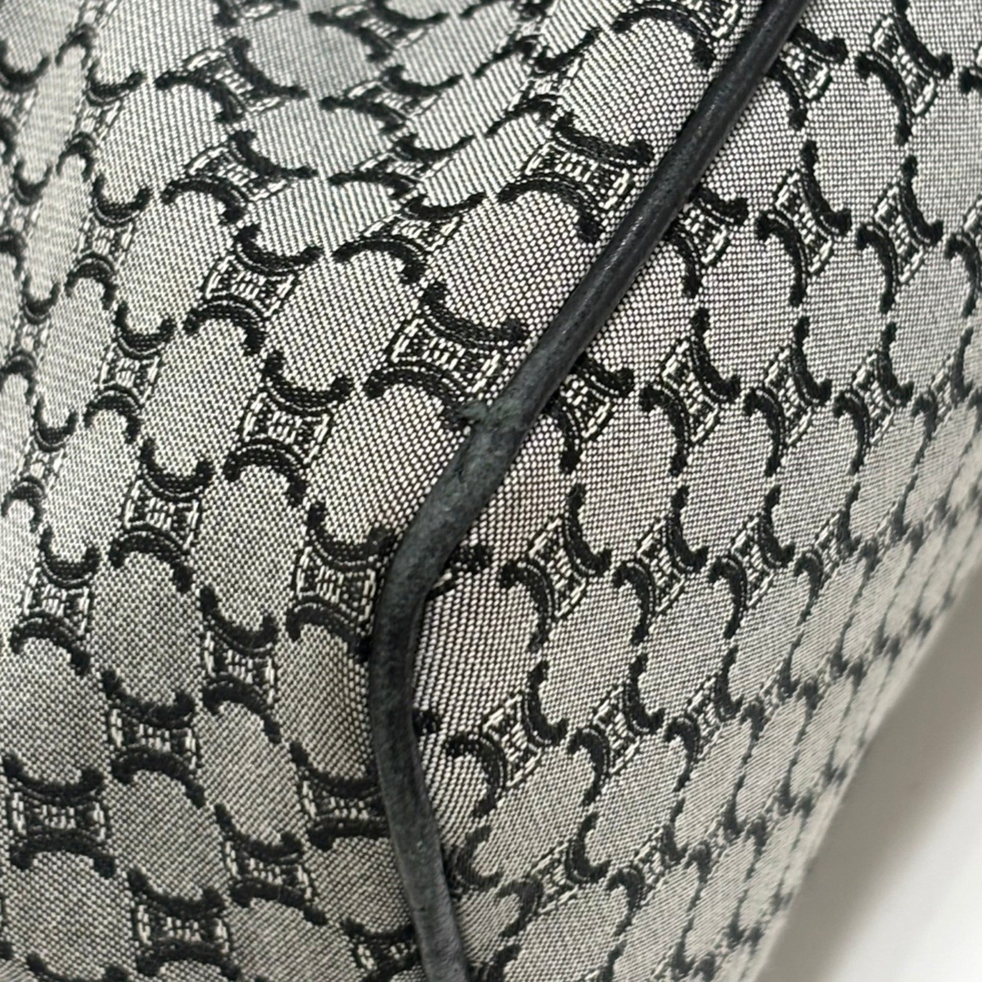 Celine Macadam Black Gray Canvas Leather Tote Bag (Pre-Owned)