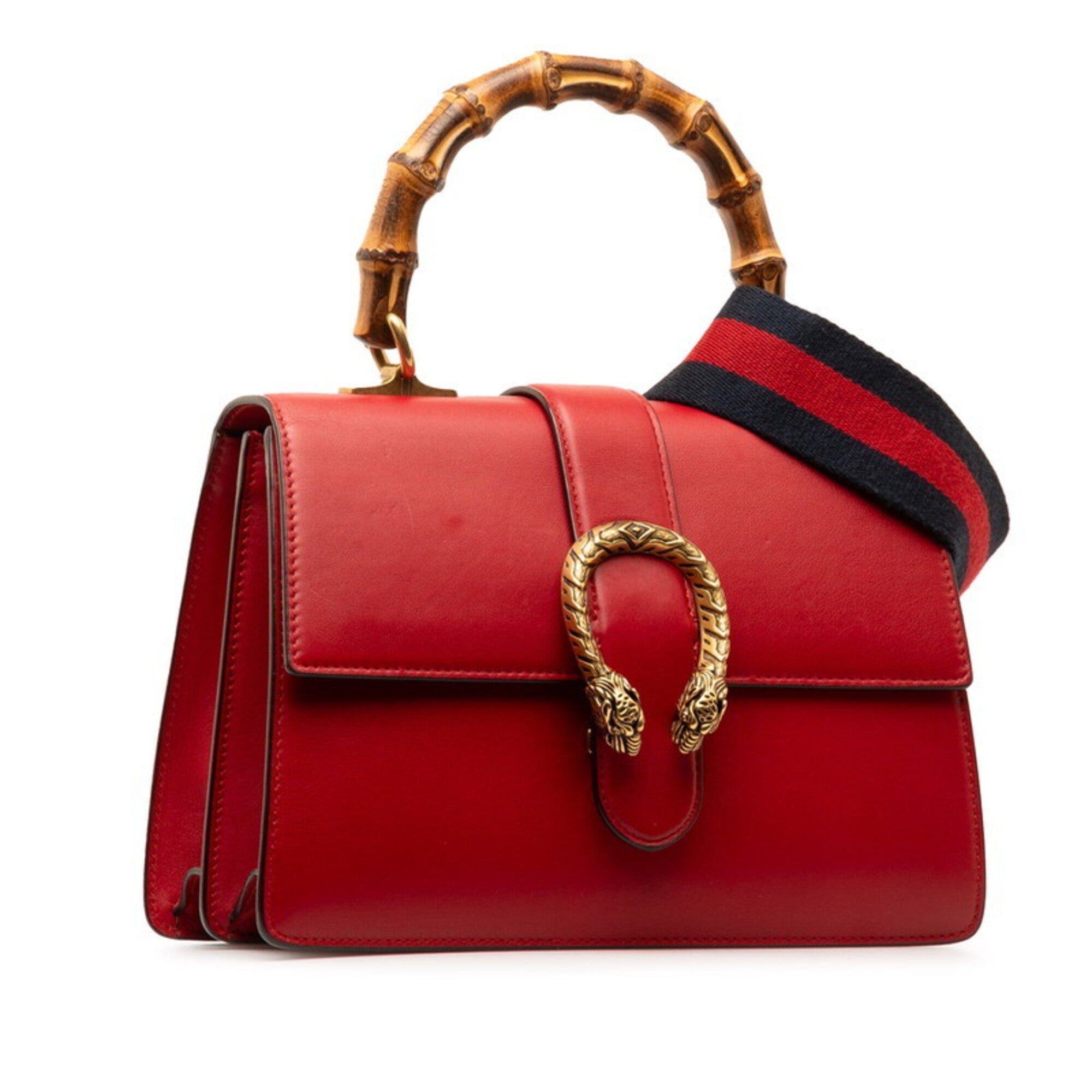 Gucci Red Color Leather Handbag Shoulder Bag (Pre-Owned)