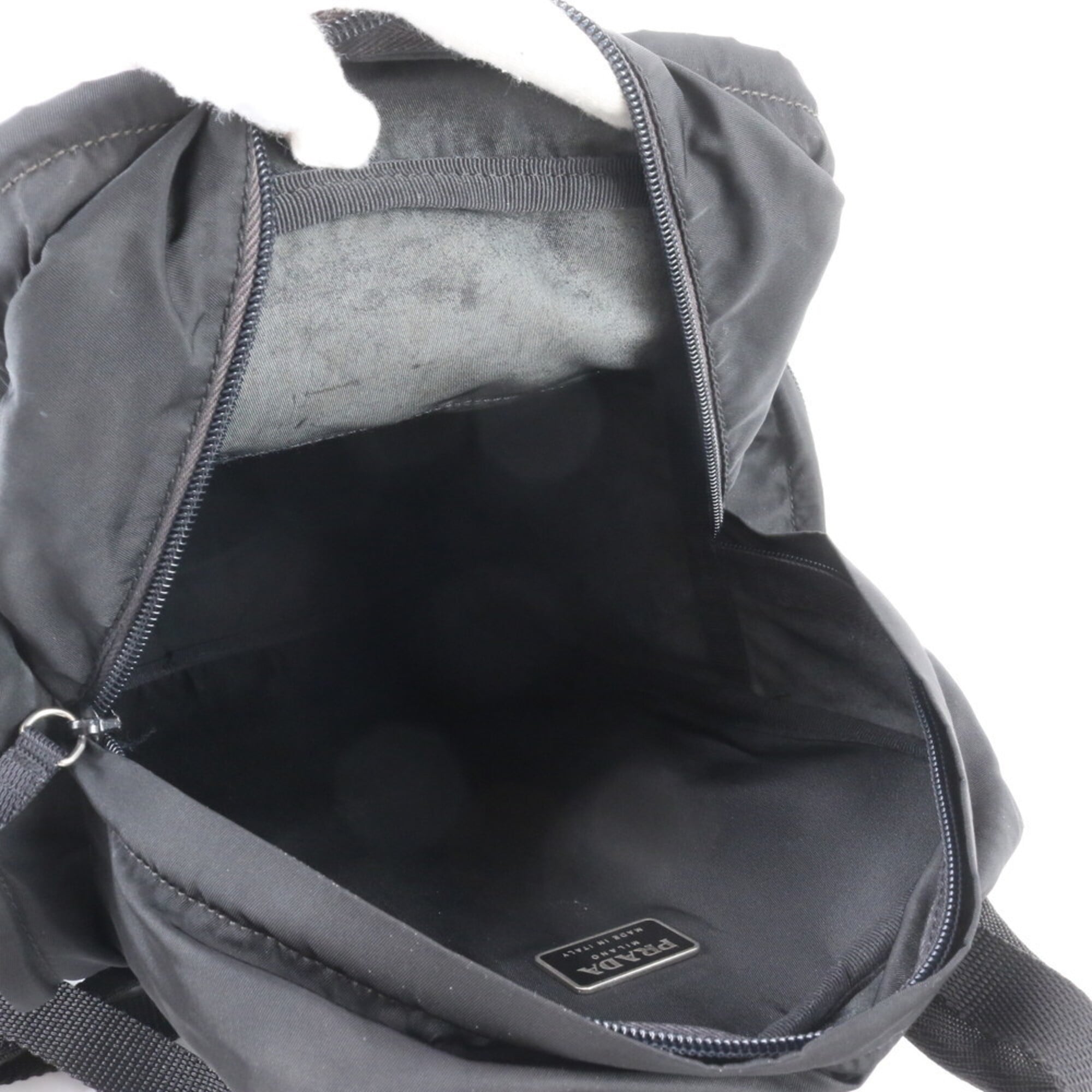 Prada Black White Nylon Backpack Handbag (Pre-Owned)