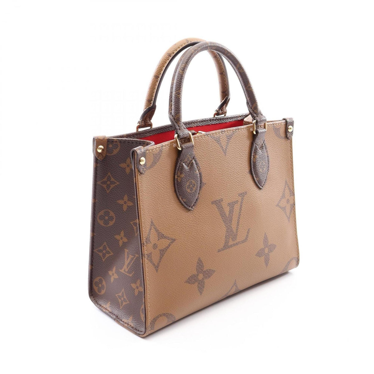 Louis Vuitton Beige Brown Coated Canvas Handbag Pouch (Pre-Owned)