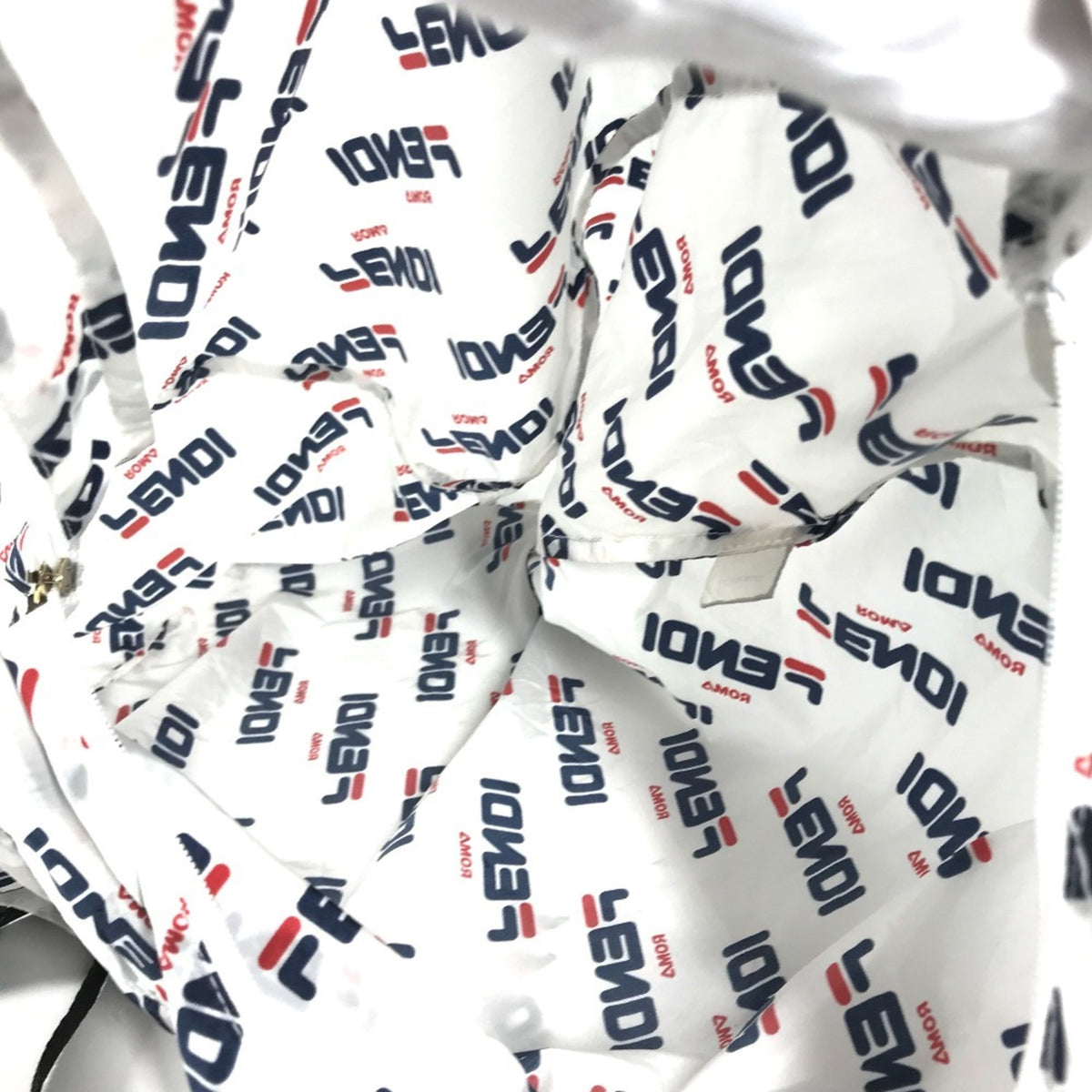 Fendi Navy Red Color White Nylon Backpack (Pre-Owned)