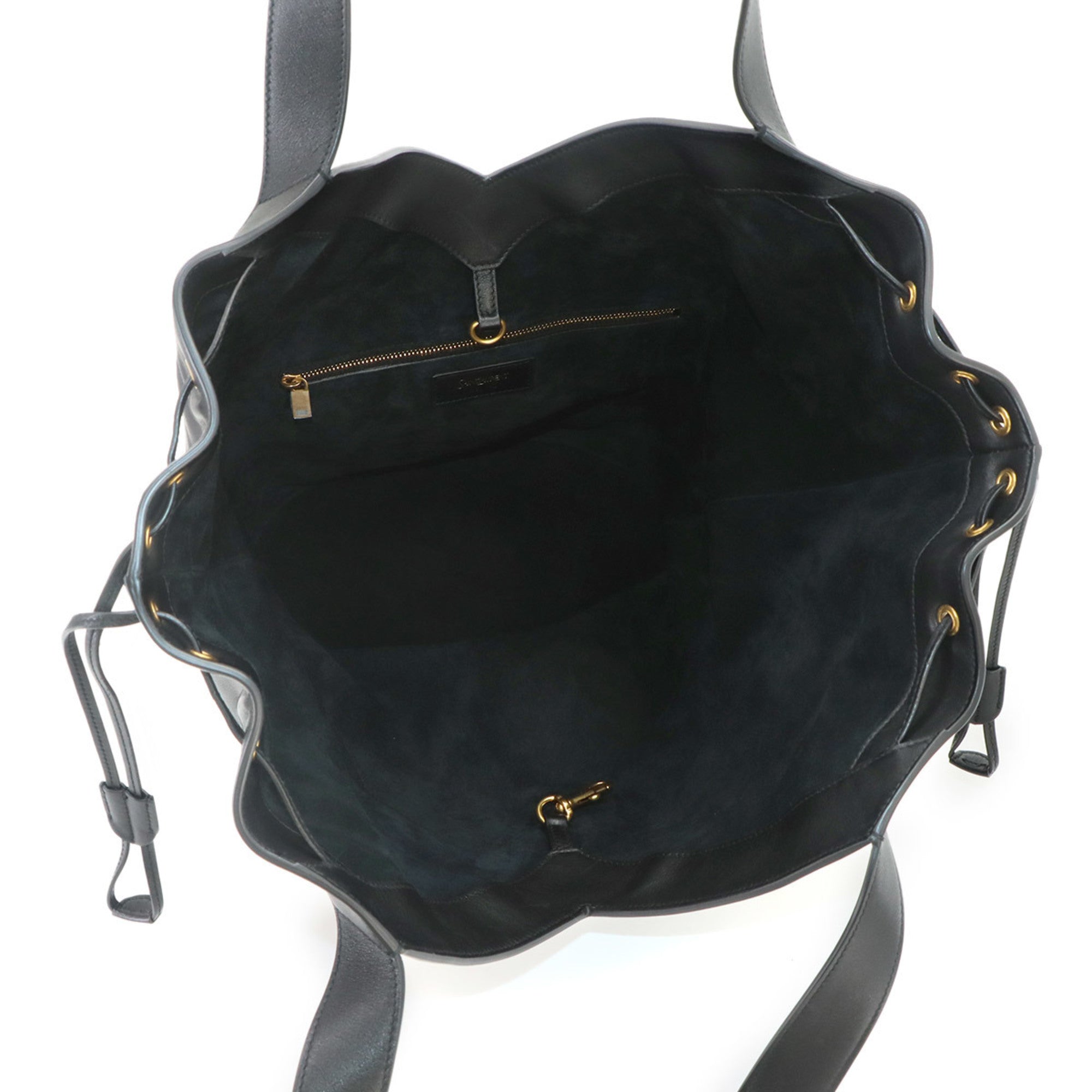 Saint Laurent Black Leather Handbag Tote Bag (Pre-Owned)