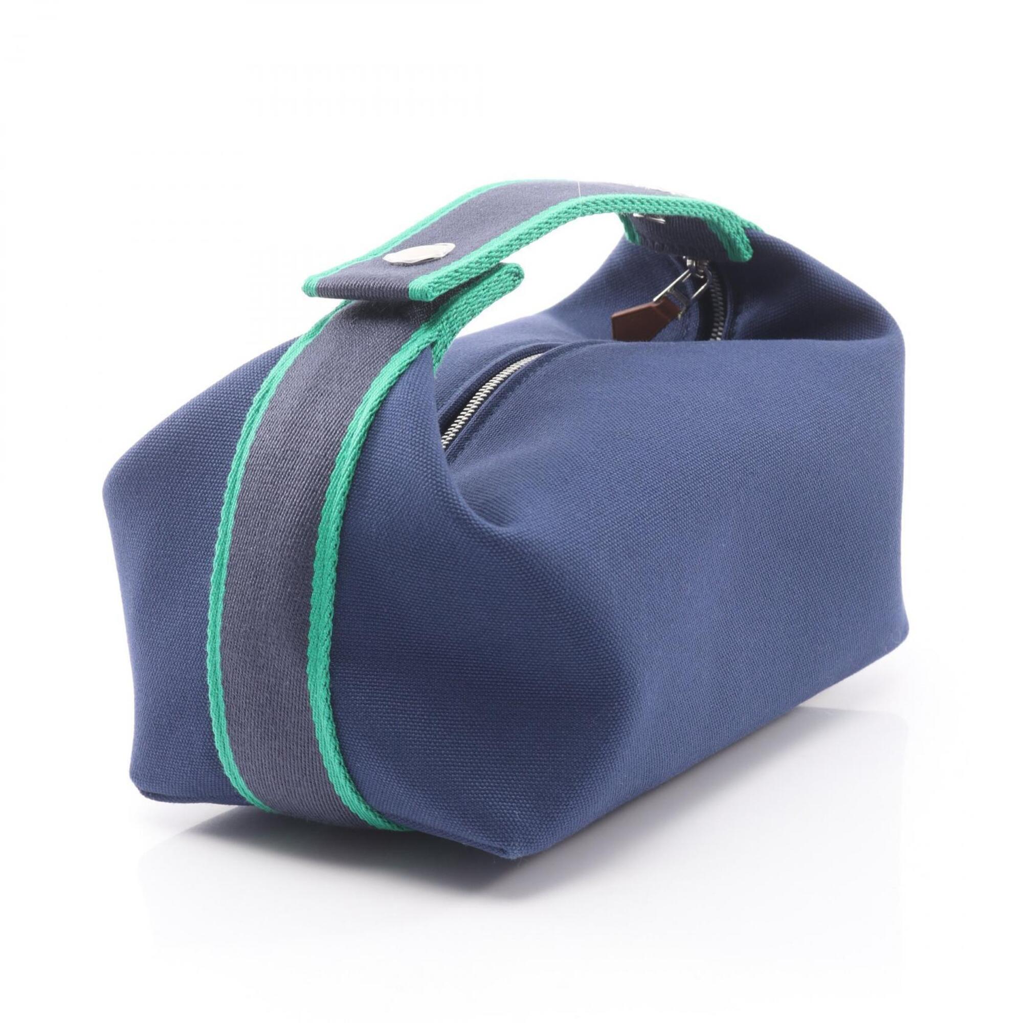 Hermes Green Navy Canvas Handbag (Pre-Owned)