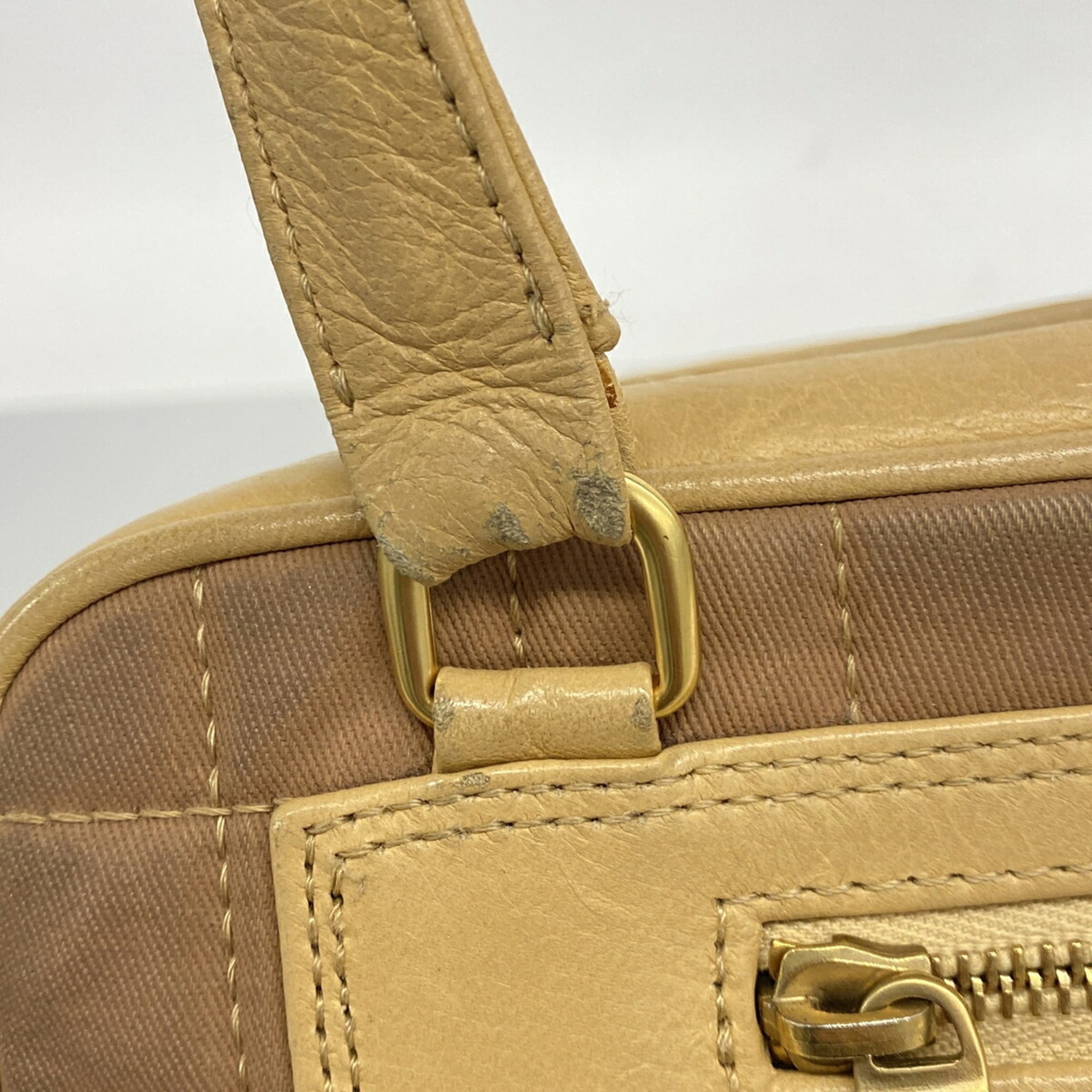 Chanel Beige Brown Canvas Handbag (Pre-Owned)