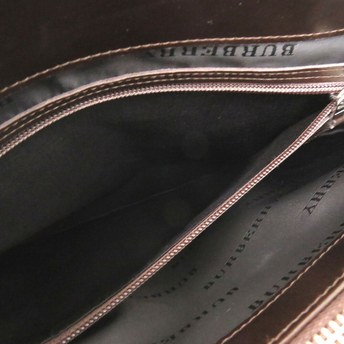 Burberry Beige Dark Brown Canvas Handbag (Pre-Owned)
