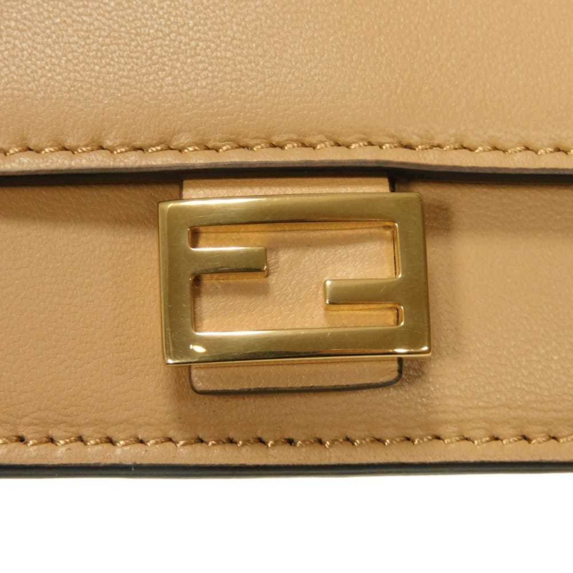 Fendi Beige Leather Coin Purse/Coin Case (Pre-Owned)