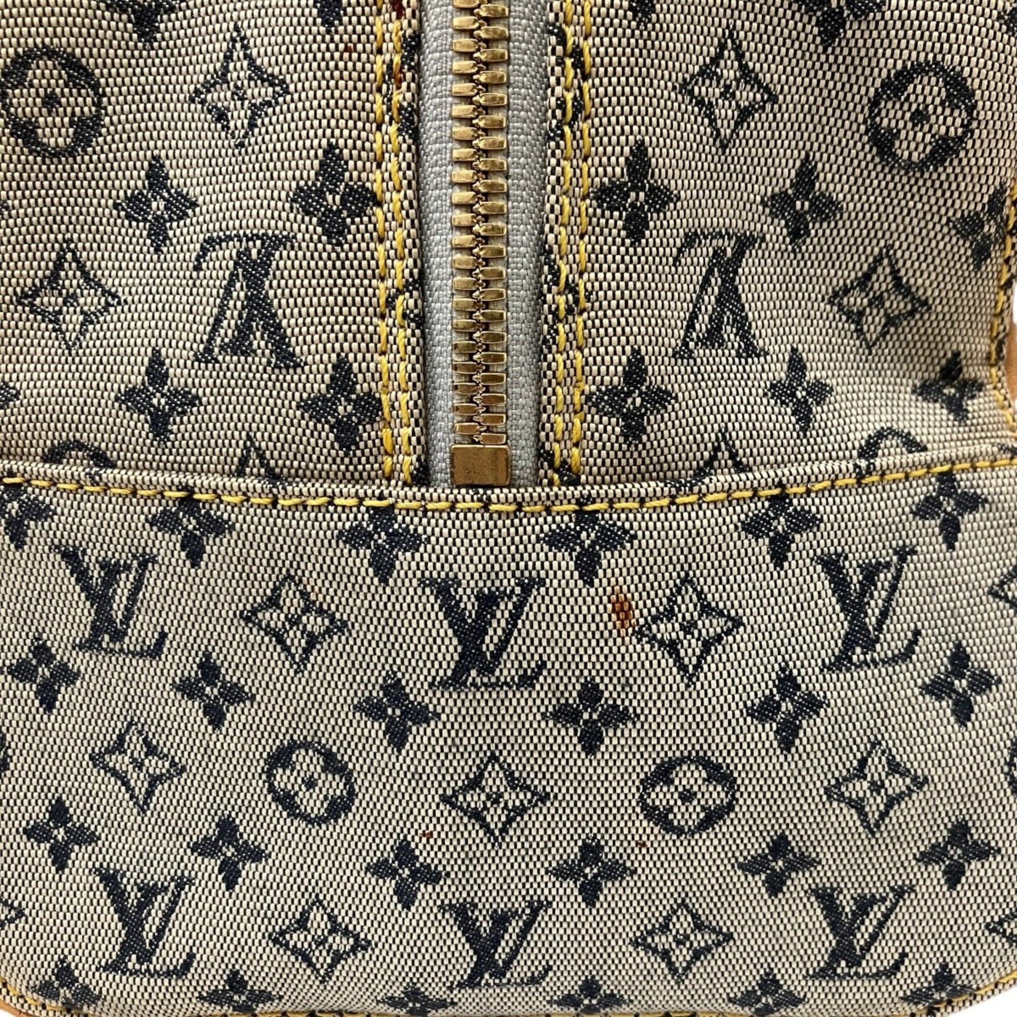 Louis Vuitton Beige Blue Gray Cotton Handbag (Pre-Owned)