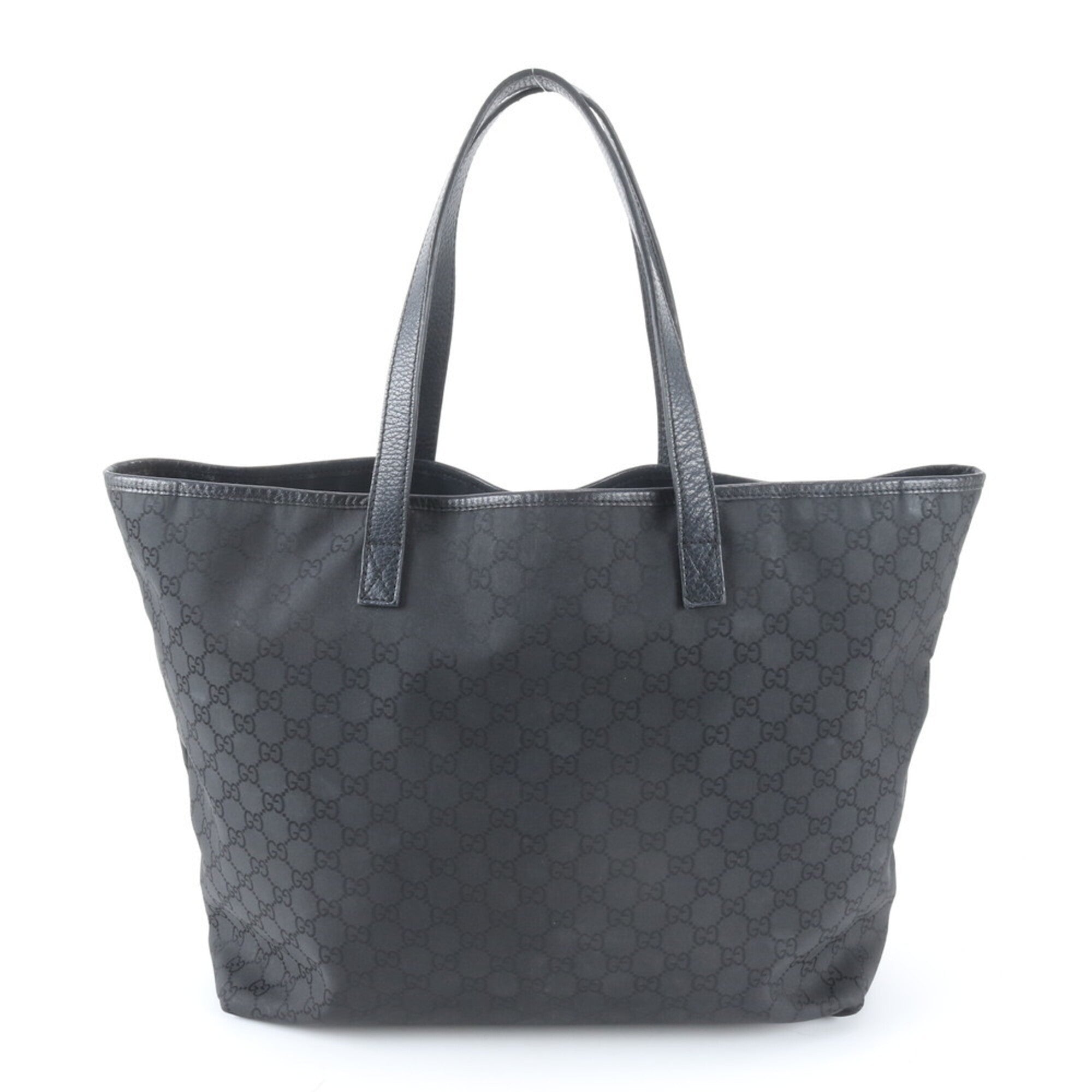 Gucci Black Nylon Leather Shoulder Bag Tote Bag (Pre-Owned)