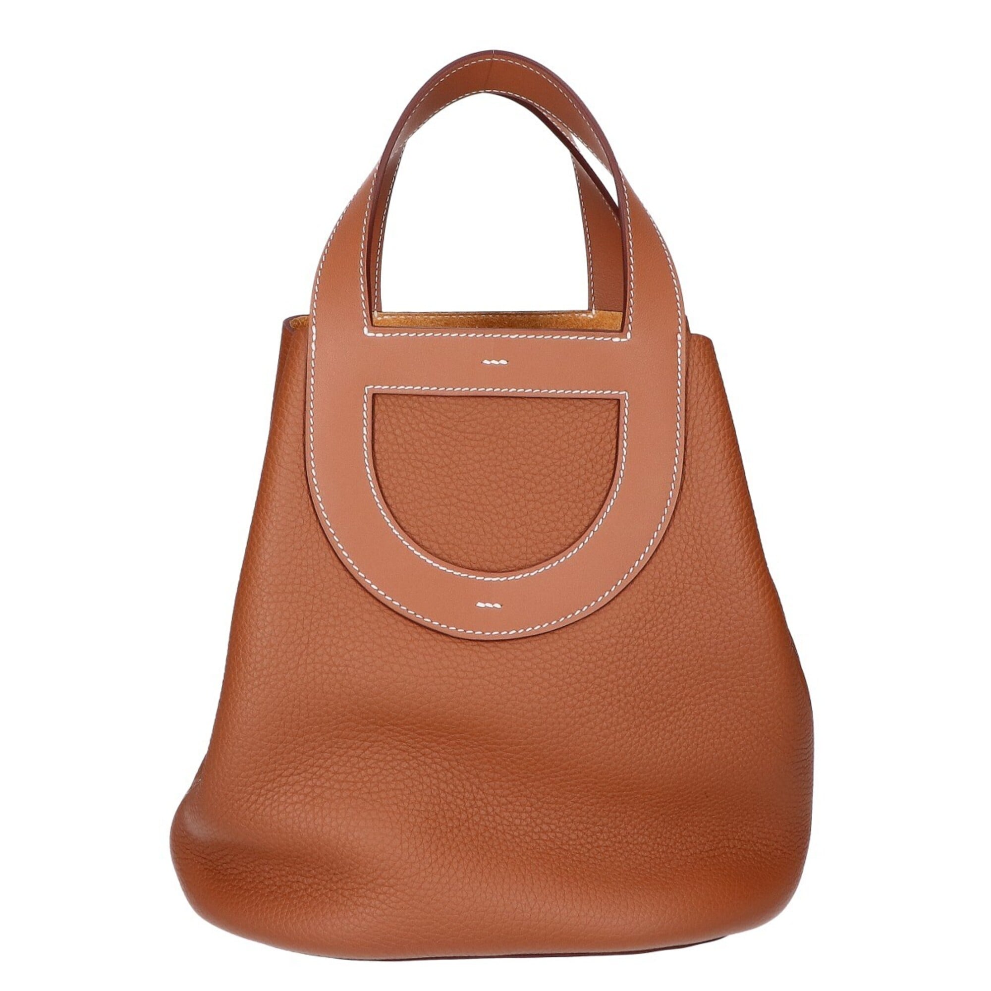 Hermes Gold Taurillon Clemence Leather Handbag (Pre-Owned)