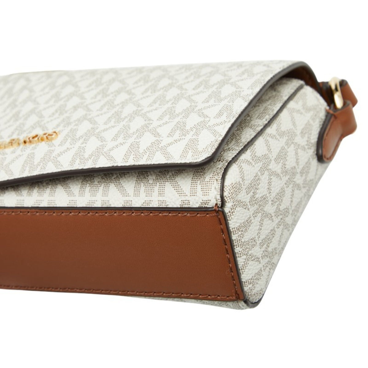 Michael Kors Beige Brown White Pvc Leather Pouch Shoulder Bag (Pre-Owned)