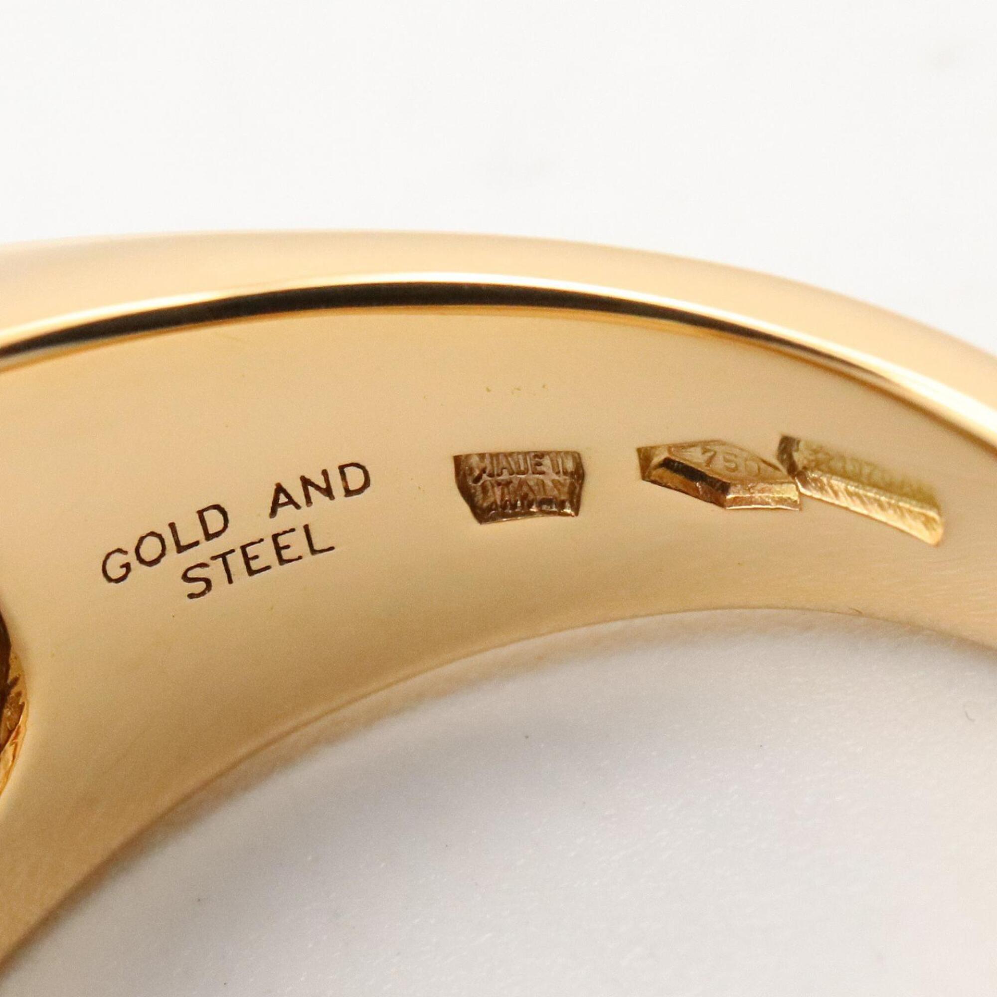 Bvlgari Gold Silver Yellow Gold (18K) Stainless Steel Band Ring (Pre-Owned)