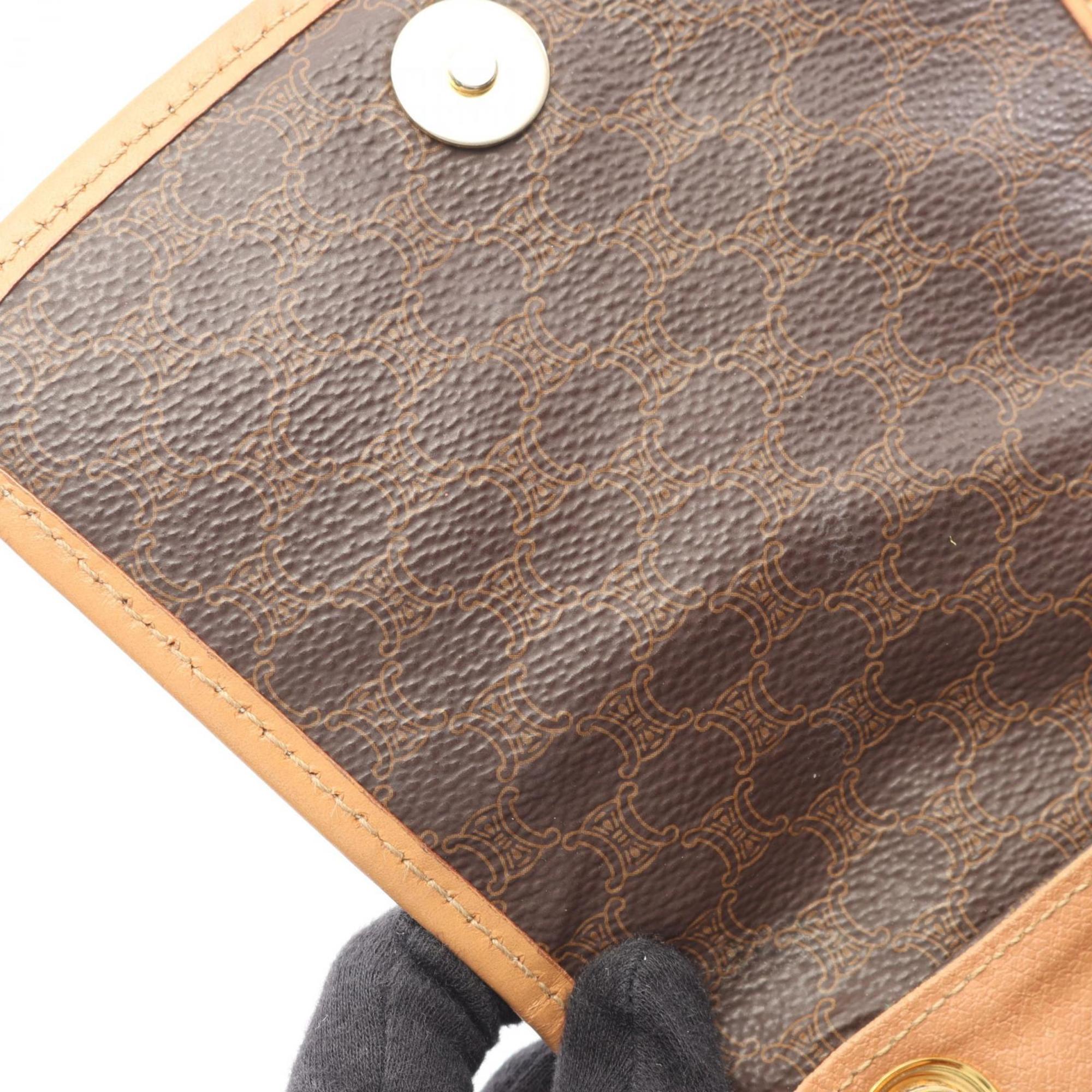 Celine Brown Coated Canvas Leather Backpack (Pre-Owned)